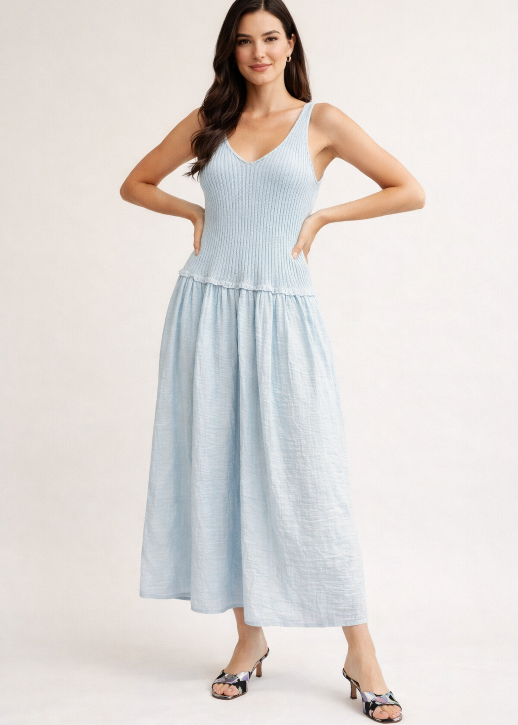 Knit with gauze midi +3 colors
