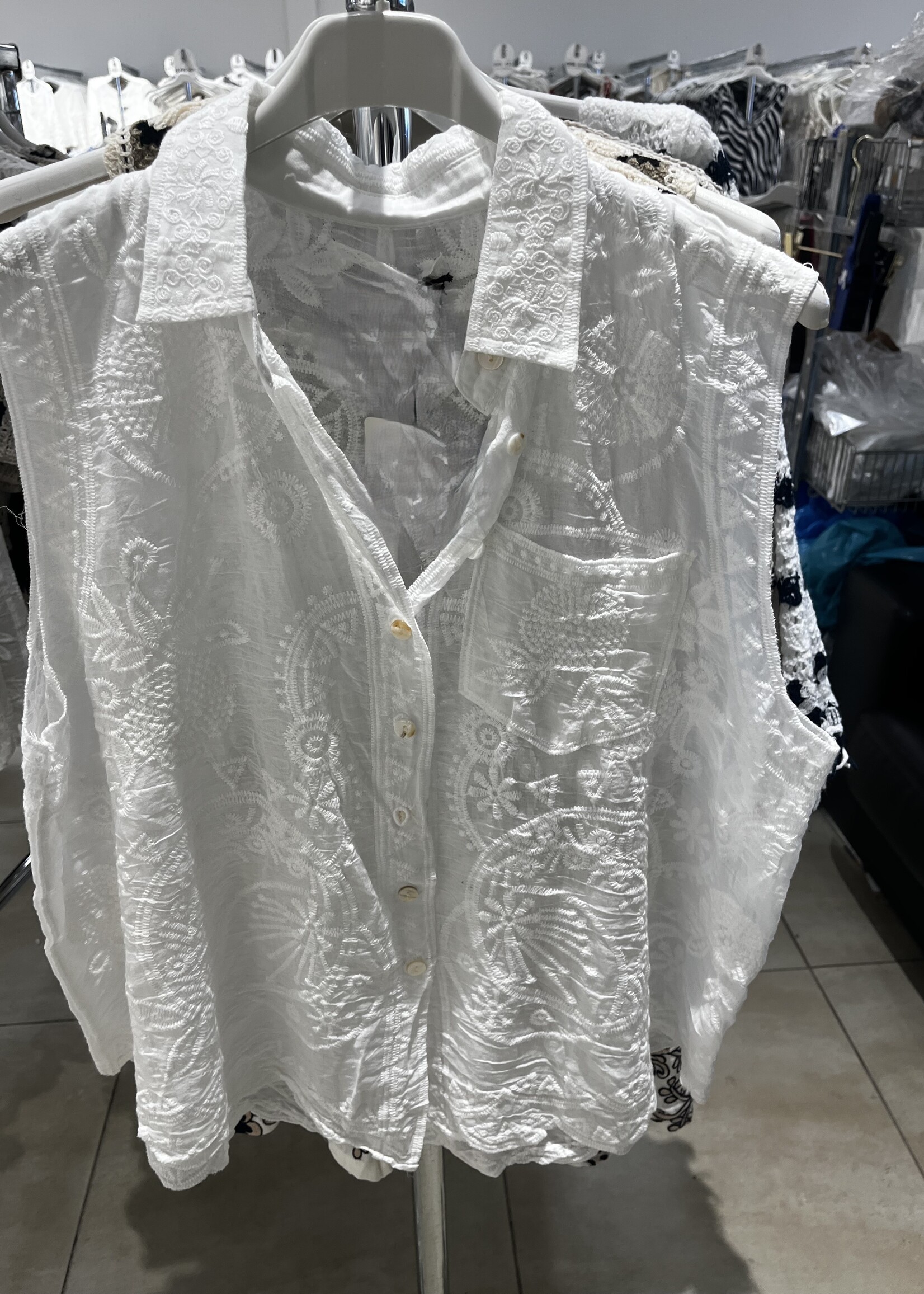 Sleeveless eyelet top