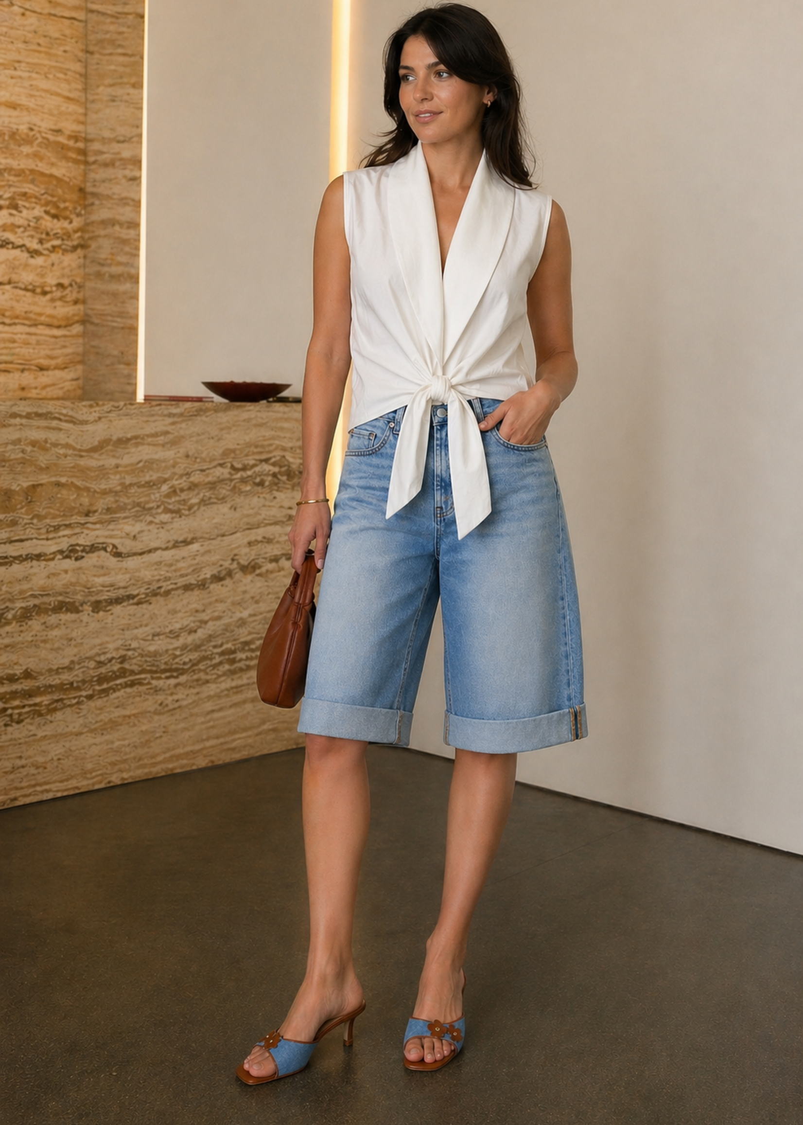 Sleeveless tie blouse +2 colors