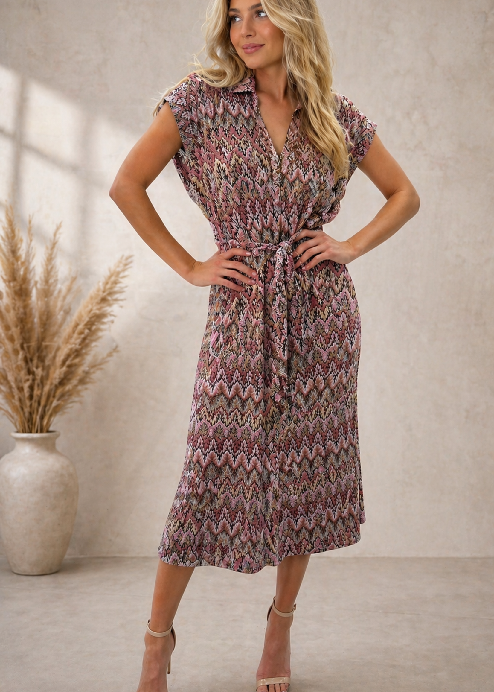 Chevron belt midi