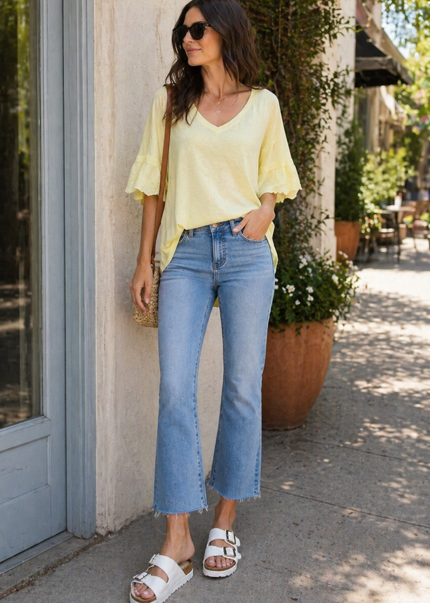 Eyelet sleeve tee +4 colors