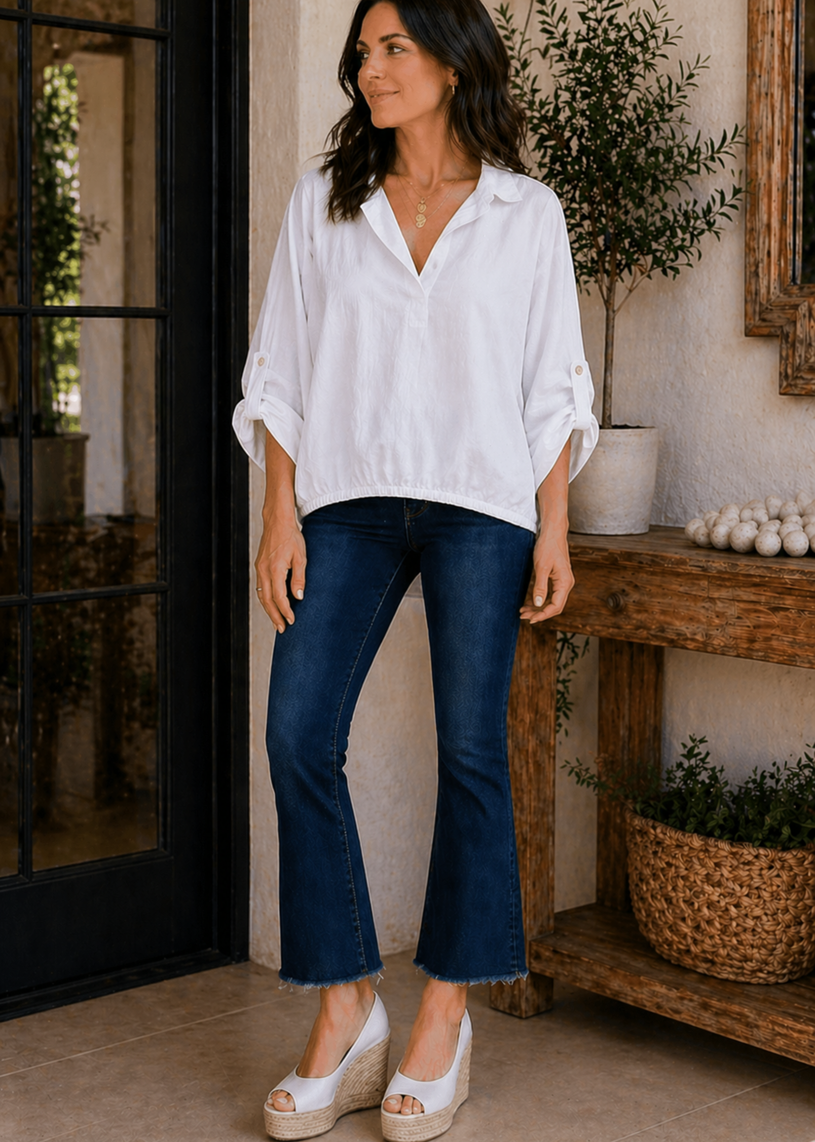 Tissue v neck top +2 colors