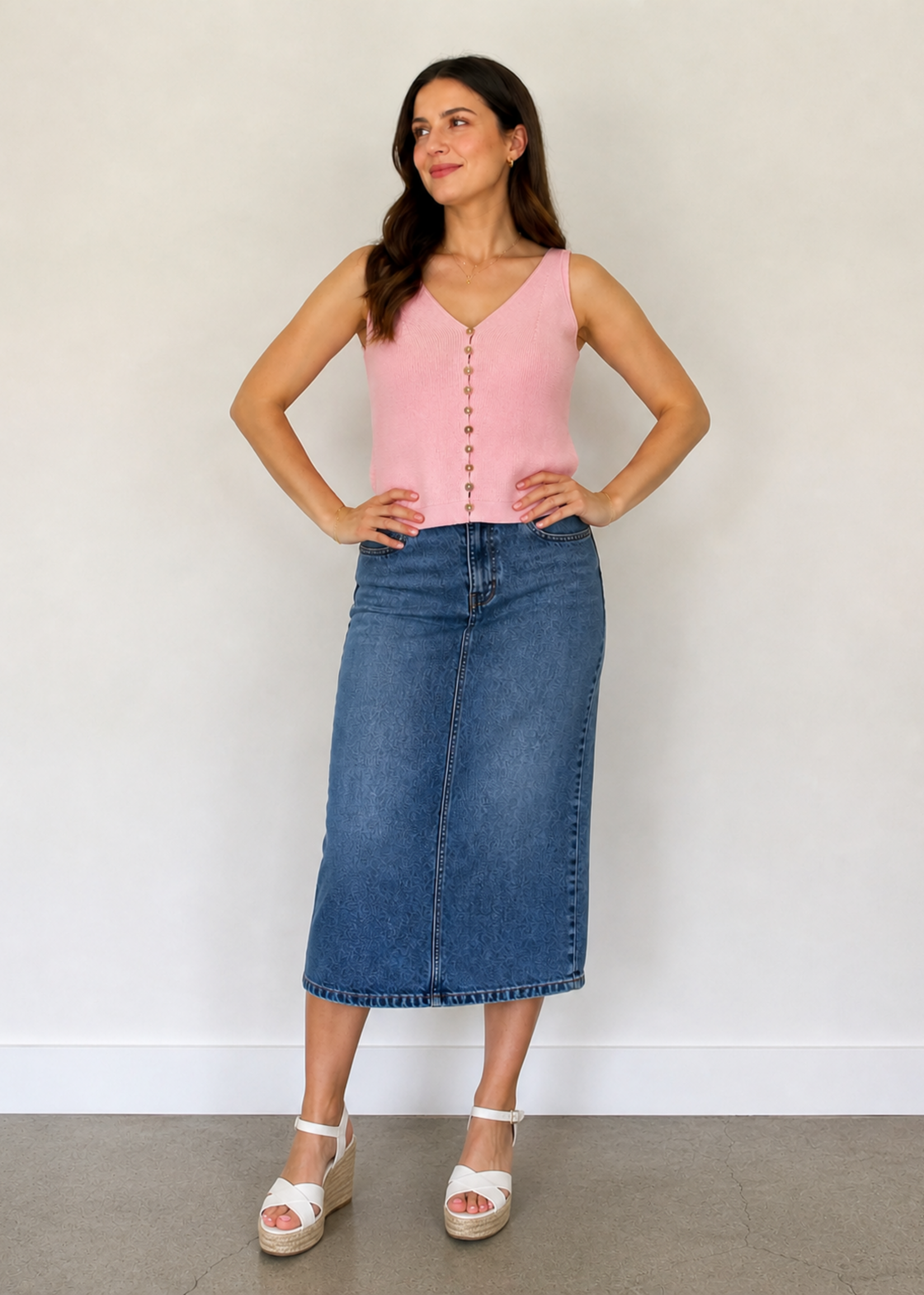 Knit button down tank +5 colors