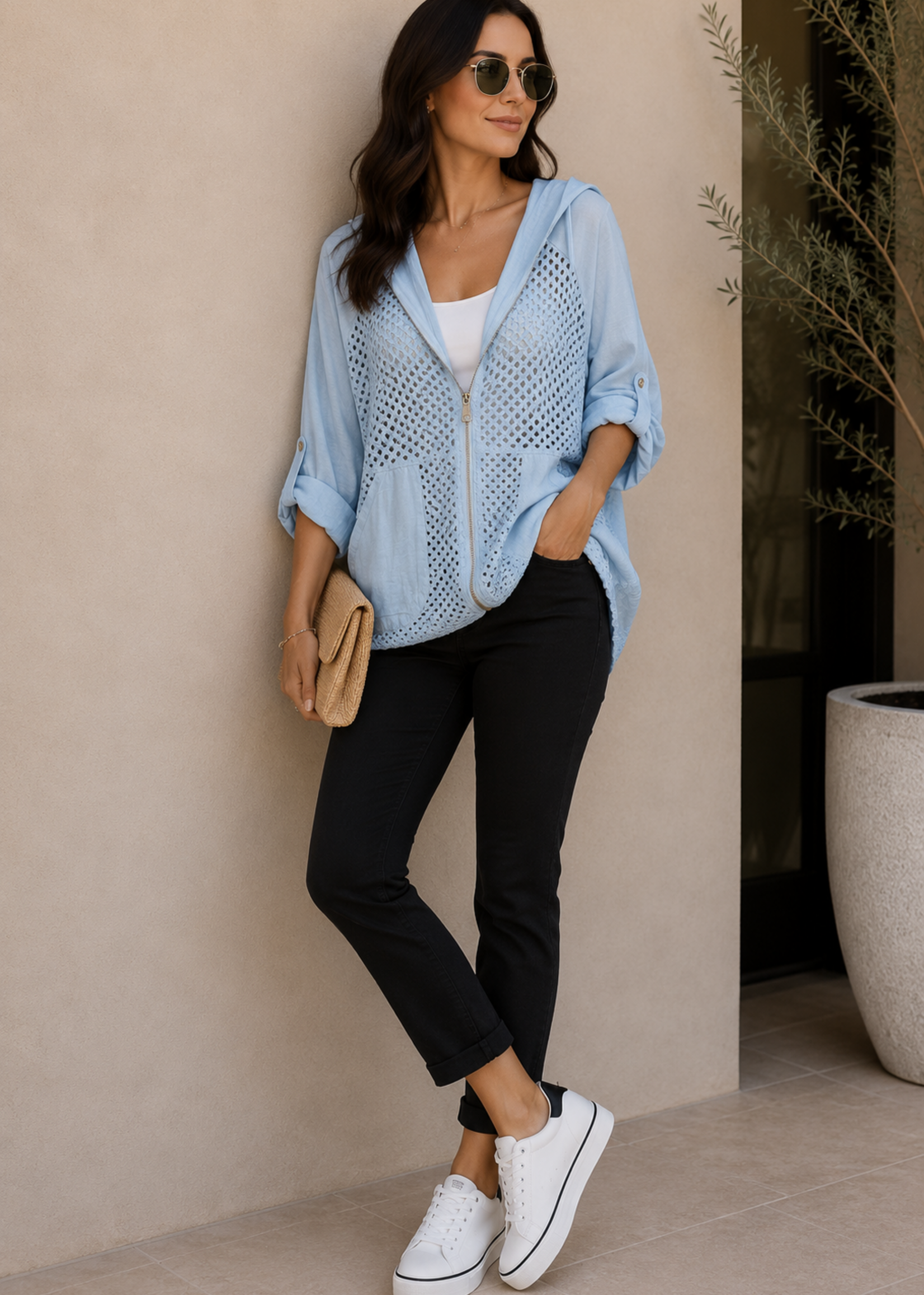 Crochet zip hoodie