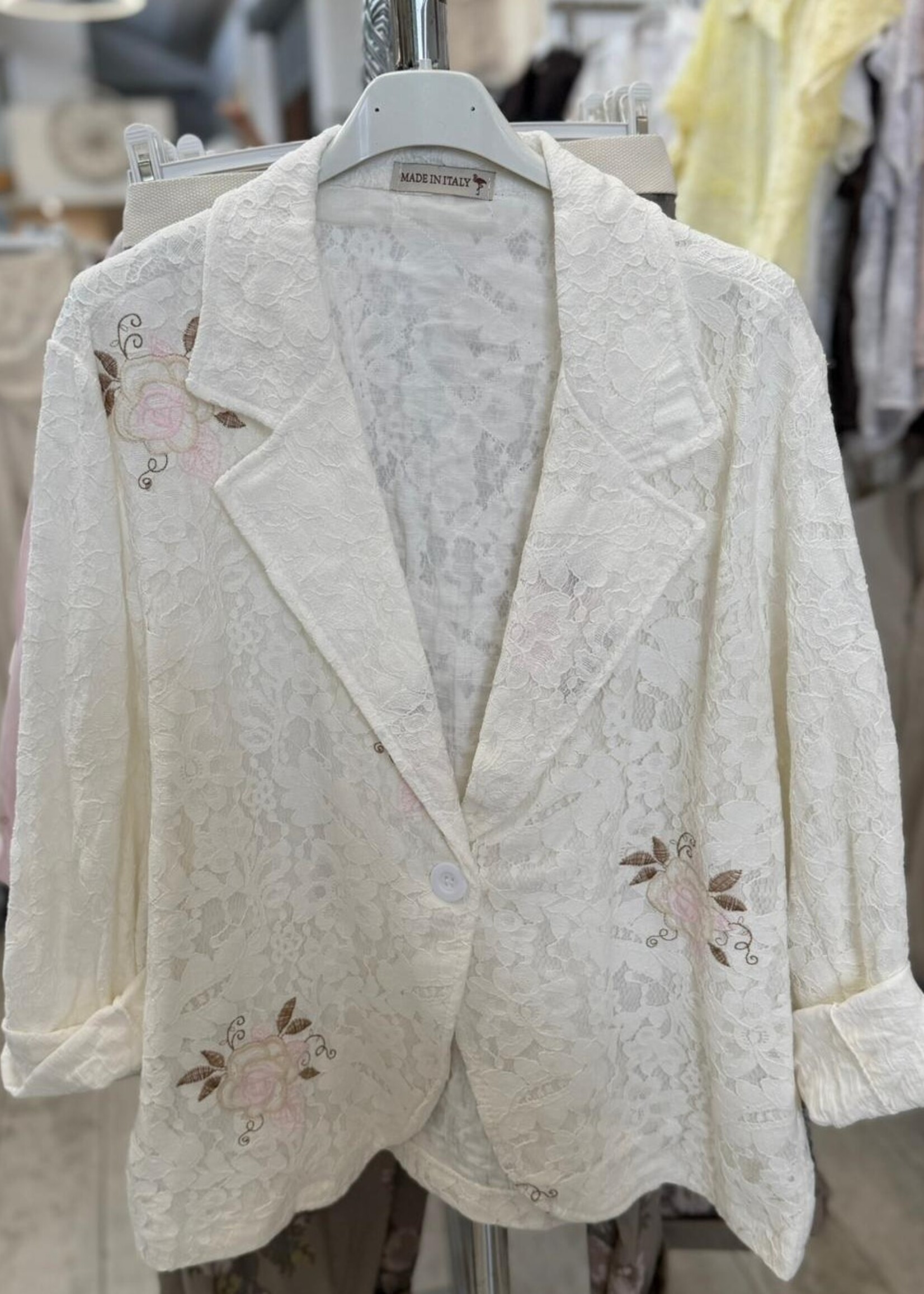 Lace blazer with flowers