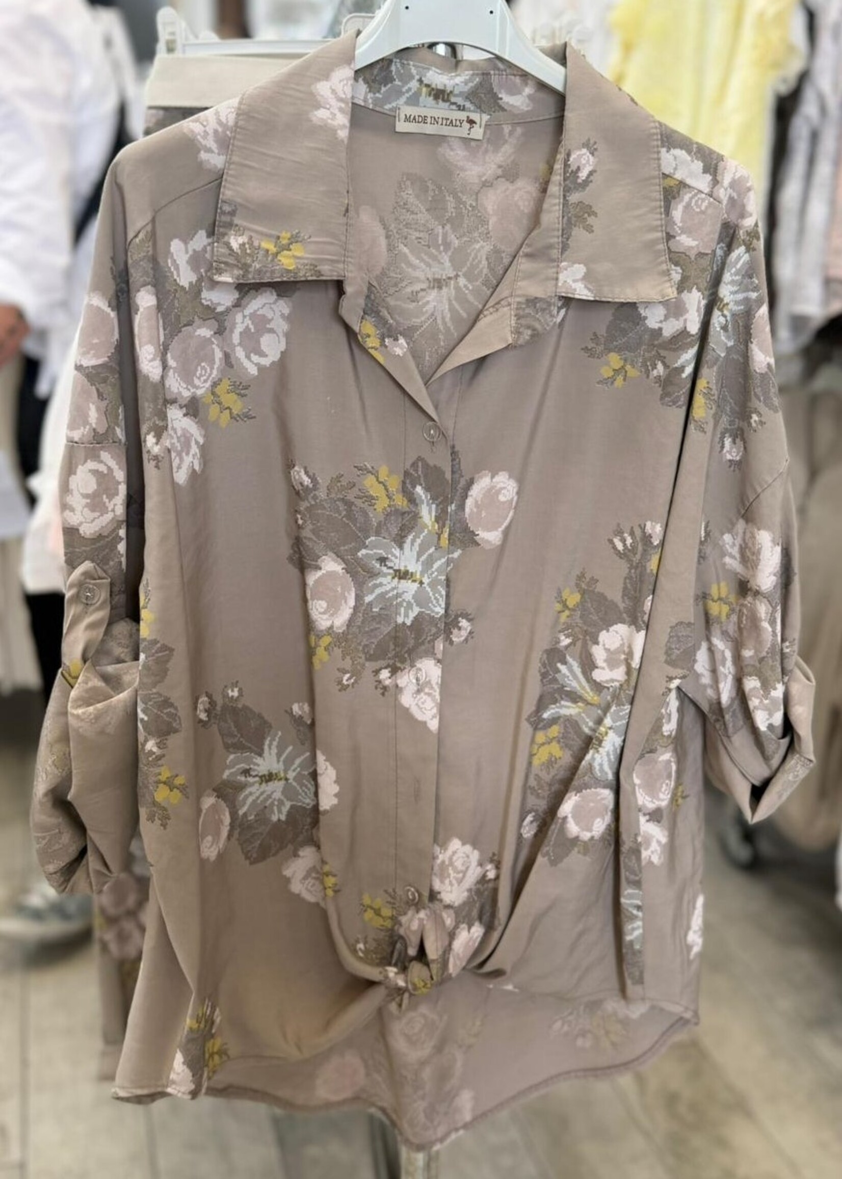 Floral tab sleeve top