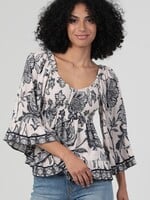 Print flare sleeve top