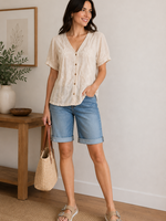 Tonal embroidered top +2 colors