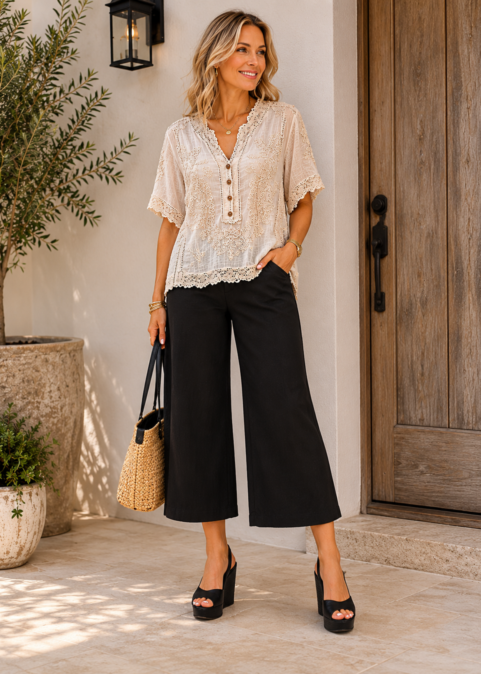 Sheer embroid top +2 colors