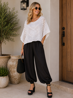 Sheer crochet mix dolman top