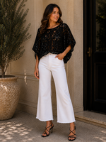 Dolman sleeve crochet sequin top