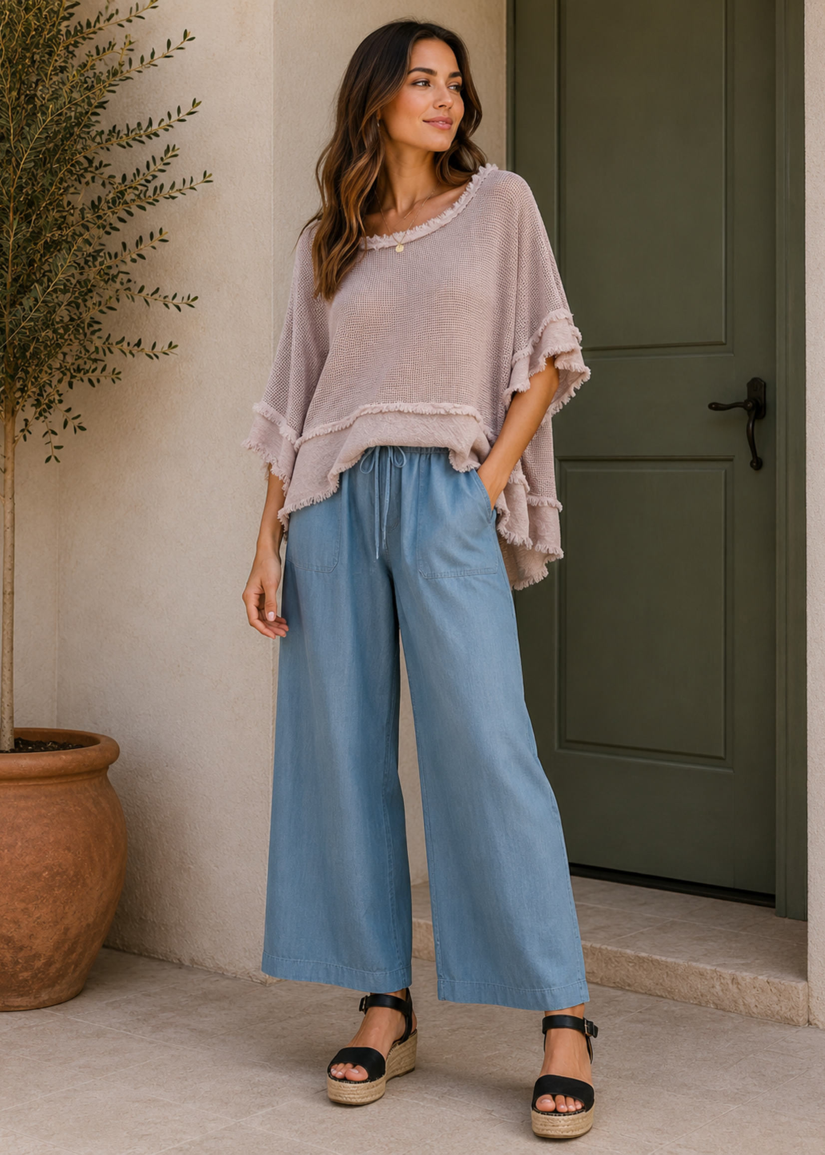 Mesh frayed top +3 colors