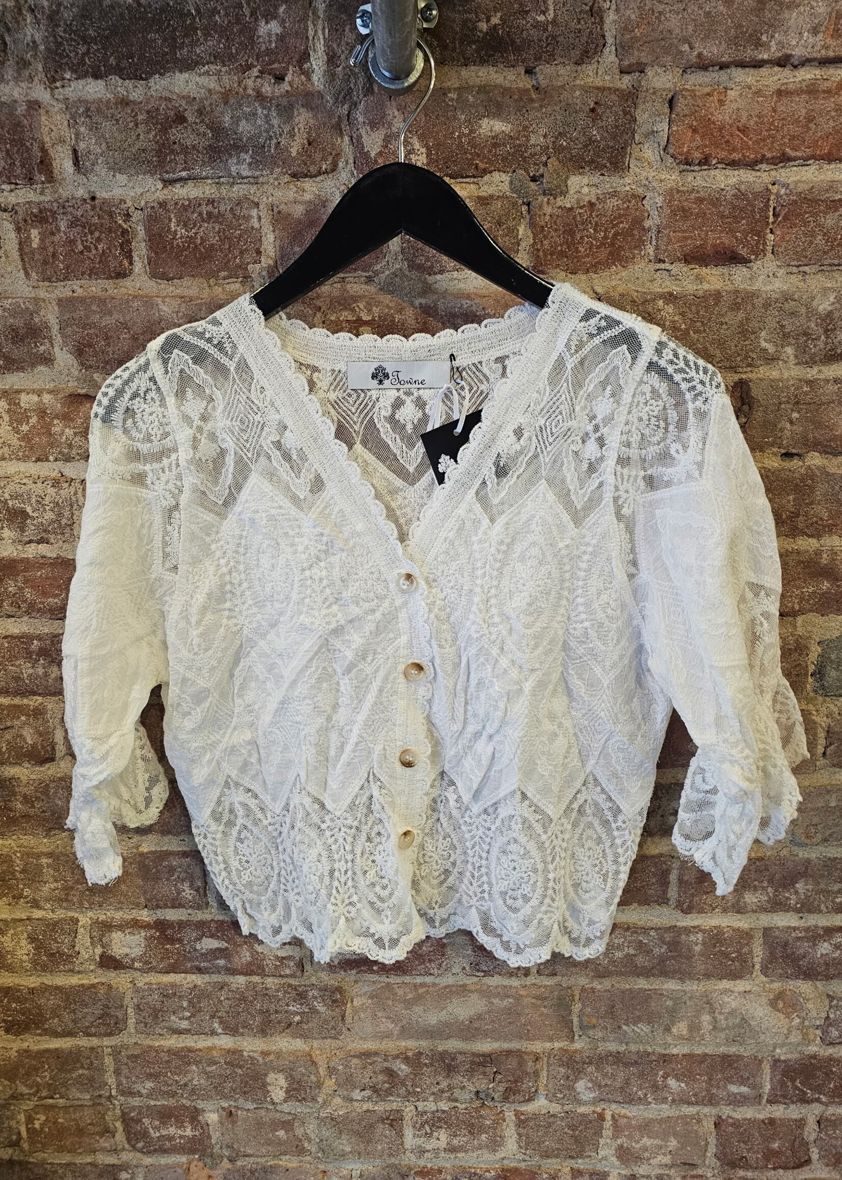Crochet cinch sleeve V neck