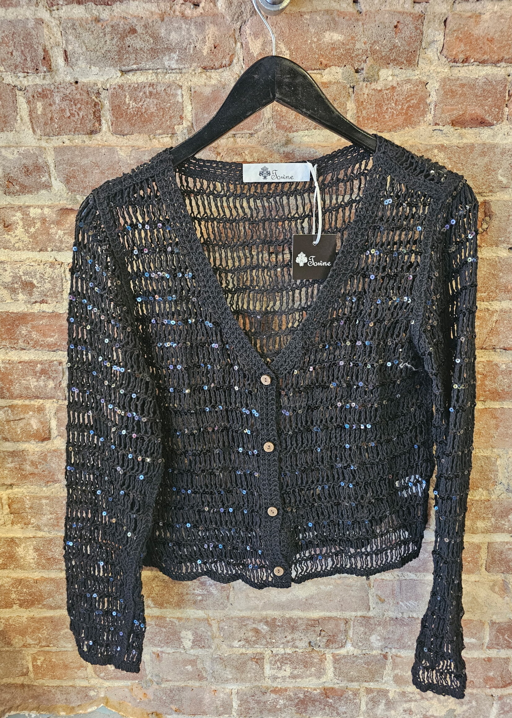 Sequin crochet cardigan