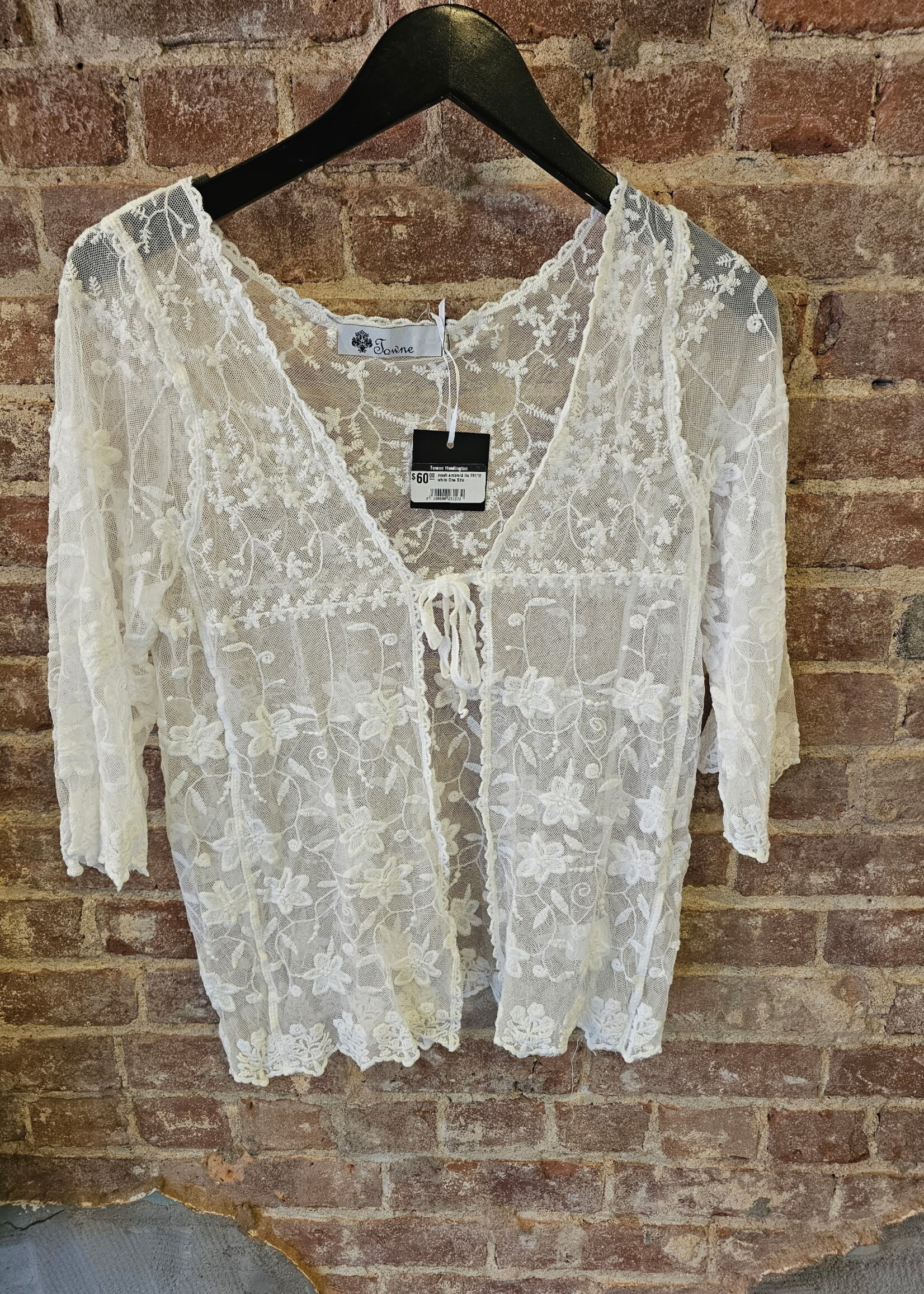 Mesh embroidered tie top +2 colors