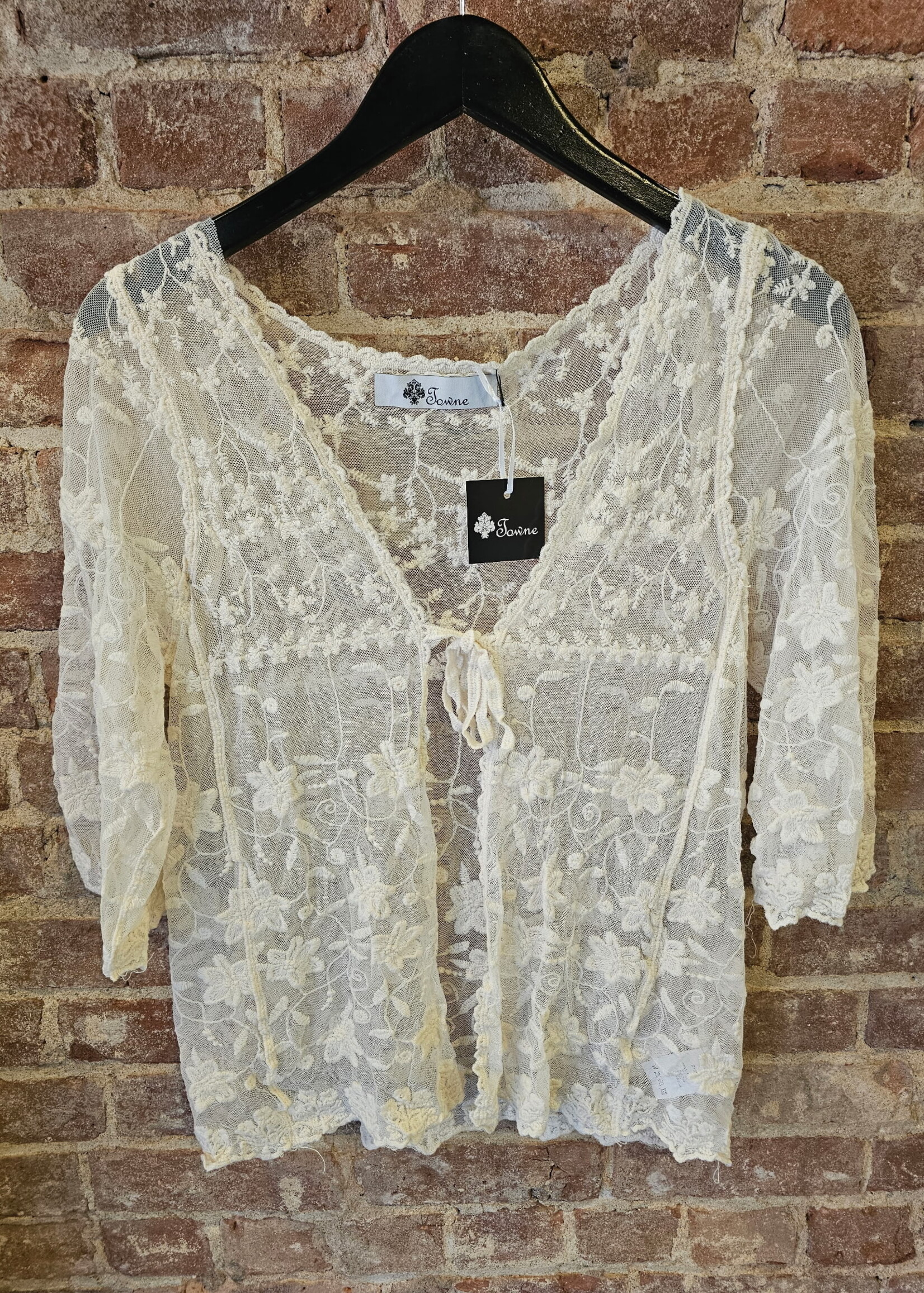 Mesh embroidered tie top +2 colors