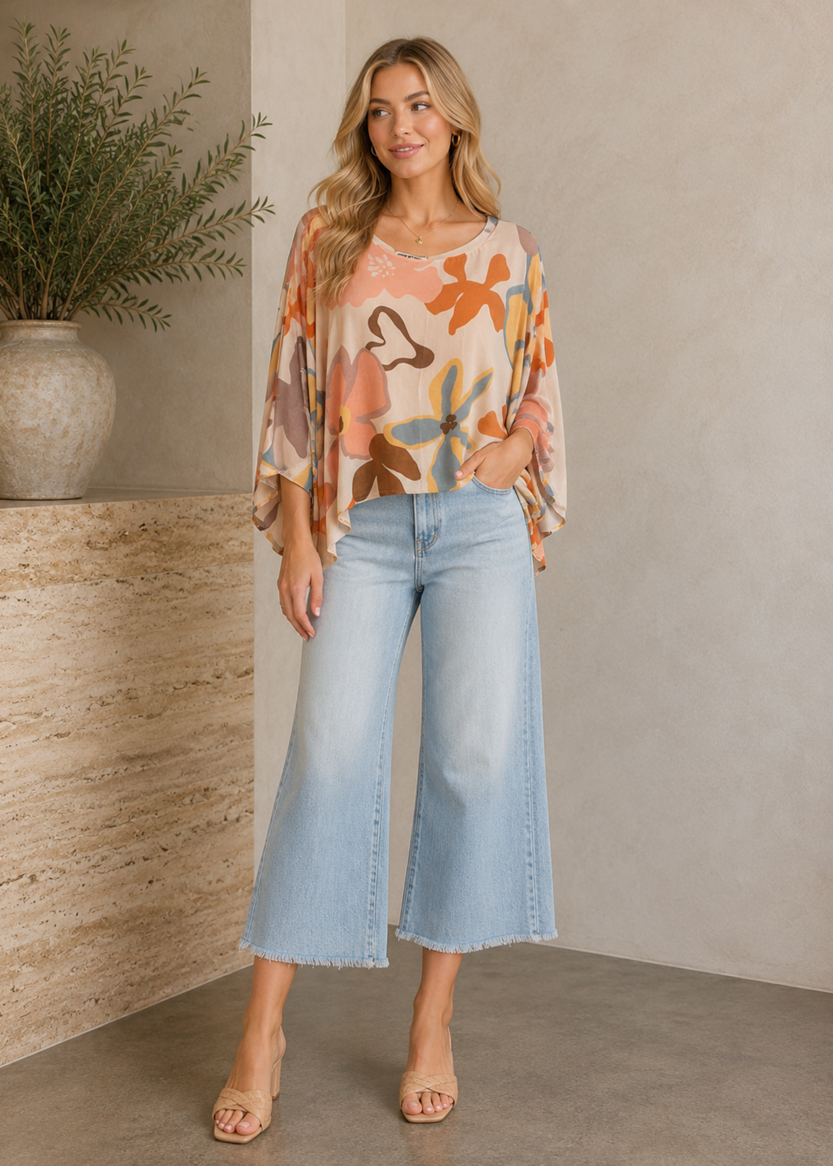 Print silk top +2 colors