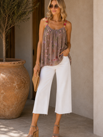 Flower strap silk tank +4 colors