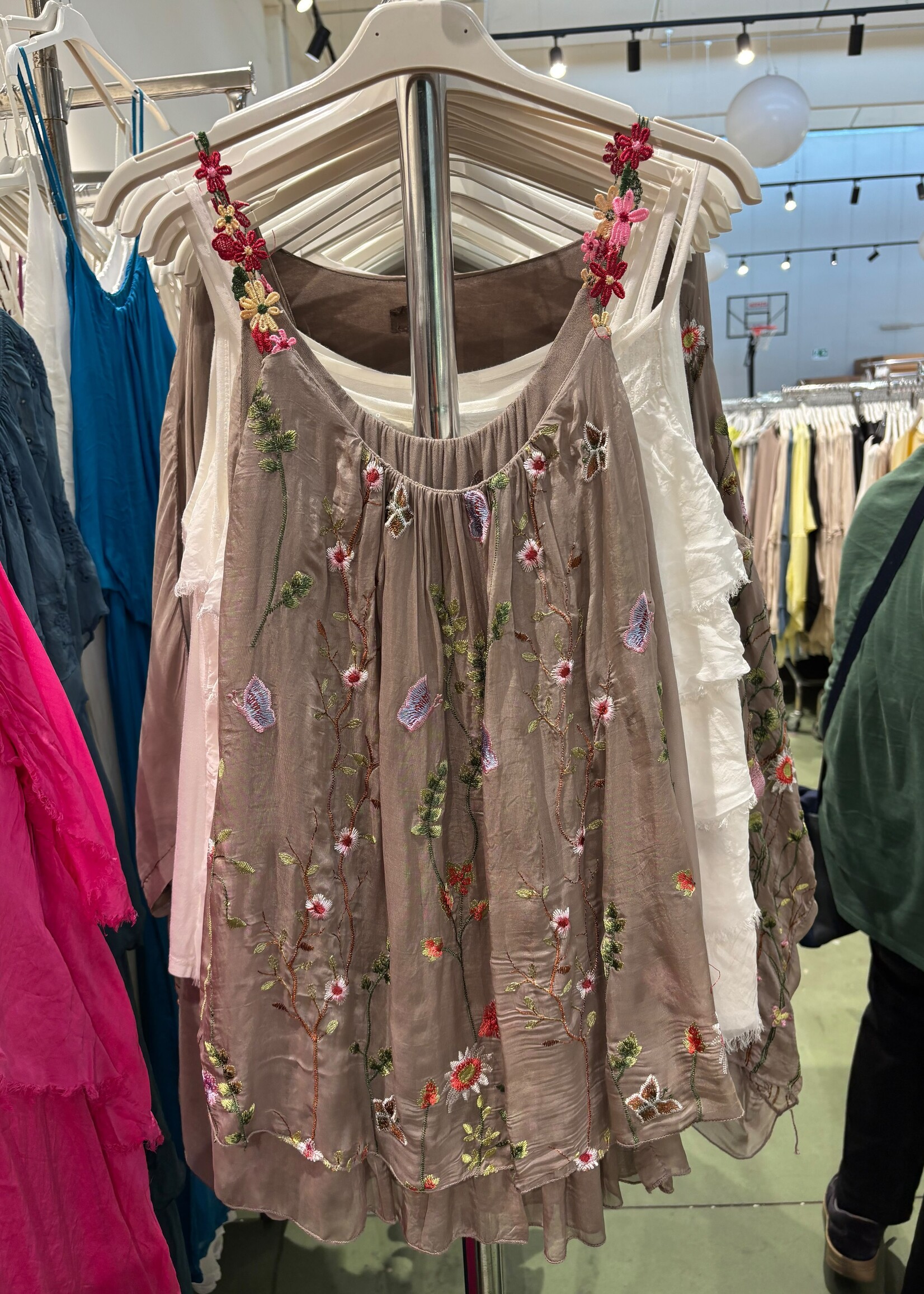 Flower strap silk tank +4 colors