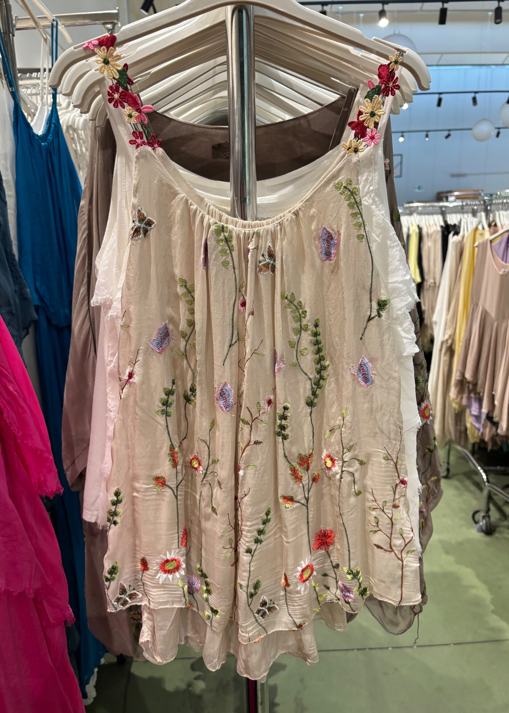 Flower strap silk tank +4 colors