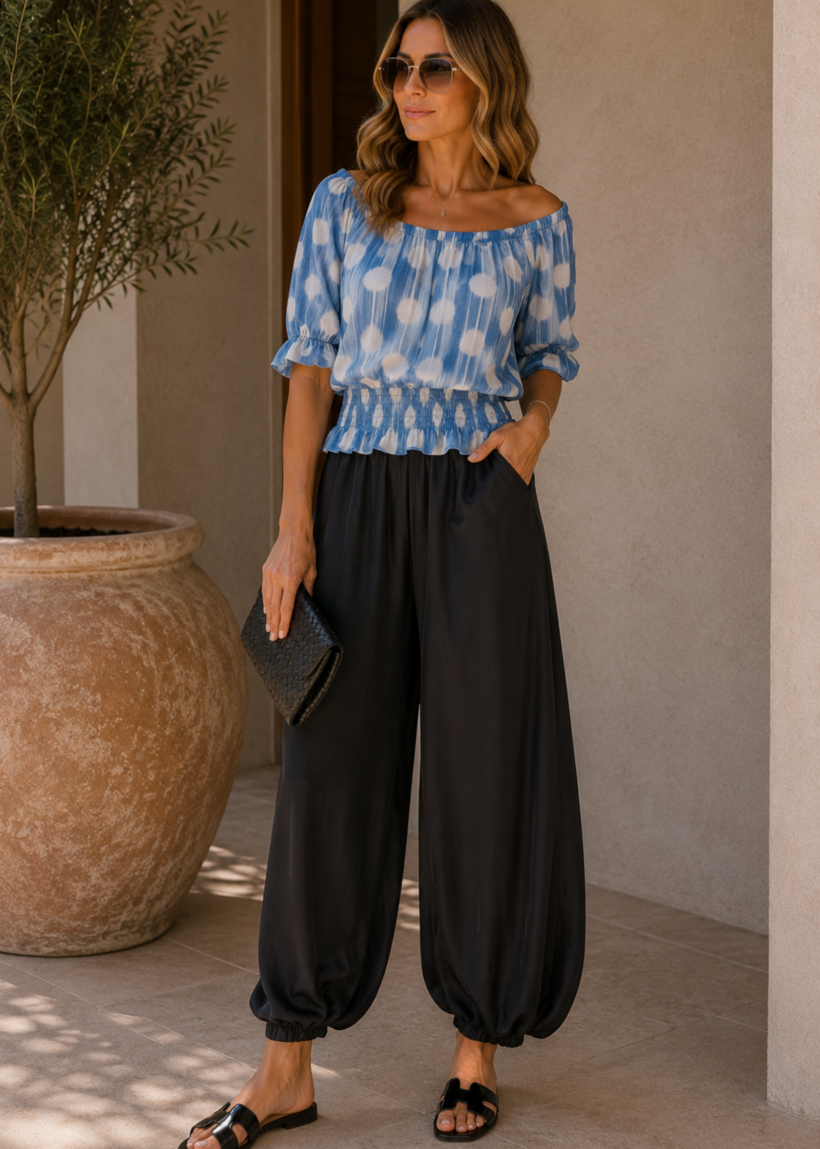 Off shoulder dot top +2 colors