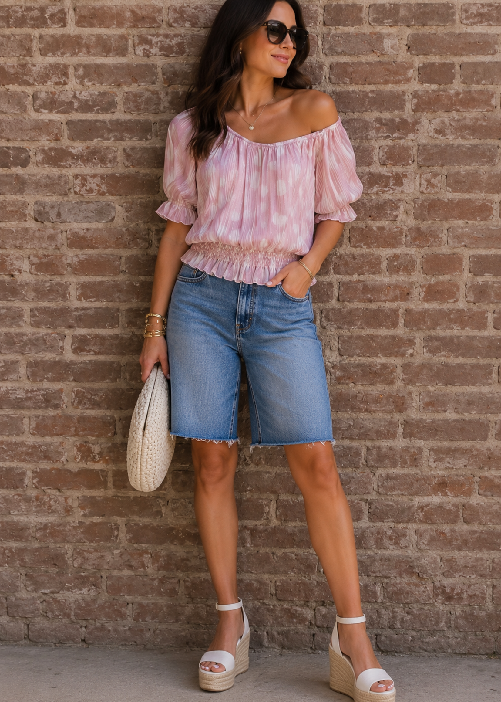 Off shoulder dot top +2 colors
