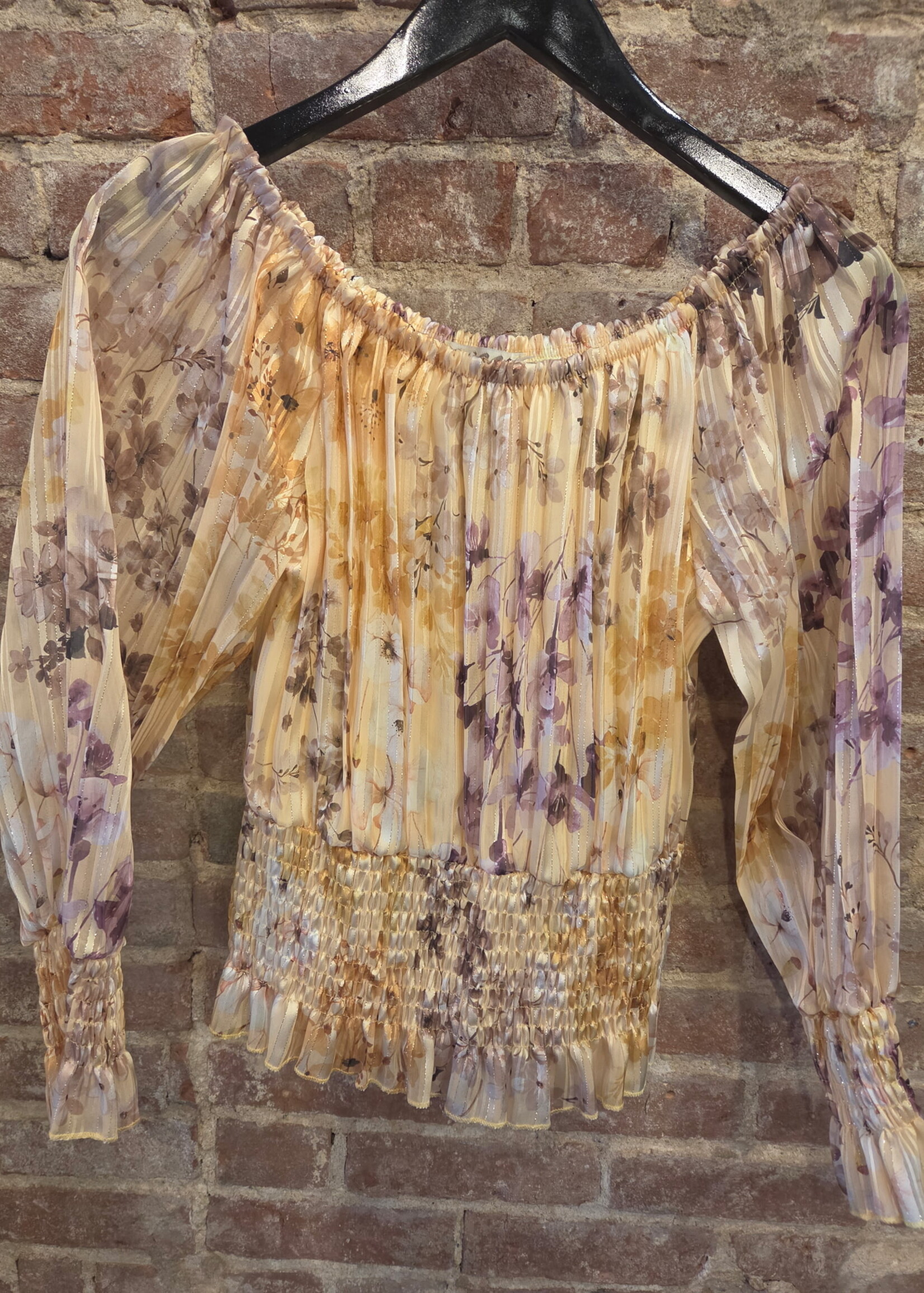Off shoulder print top