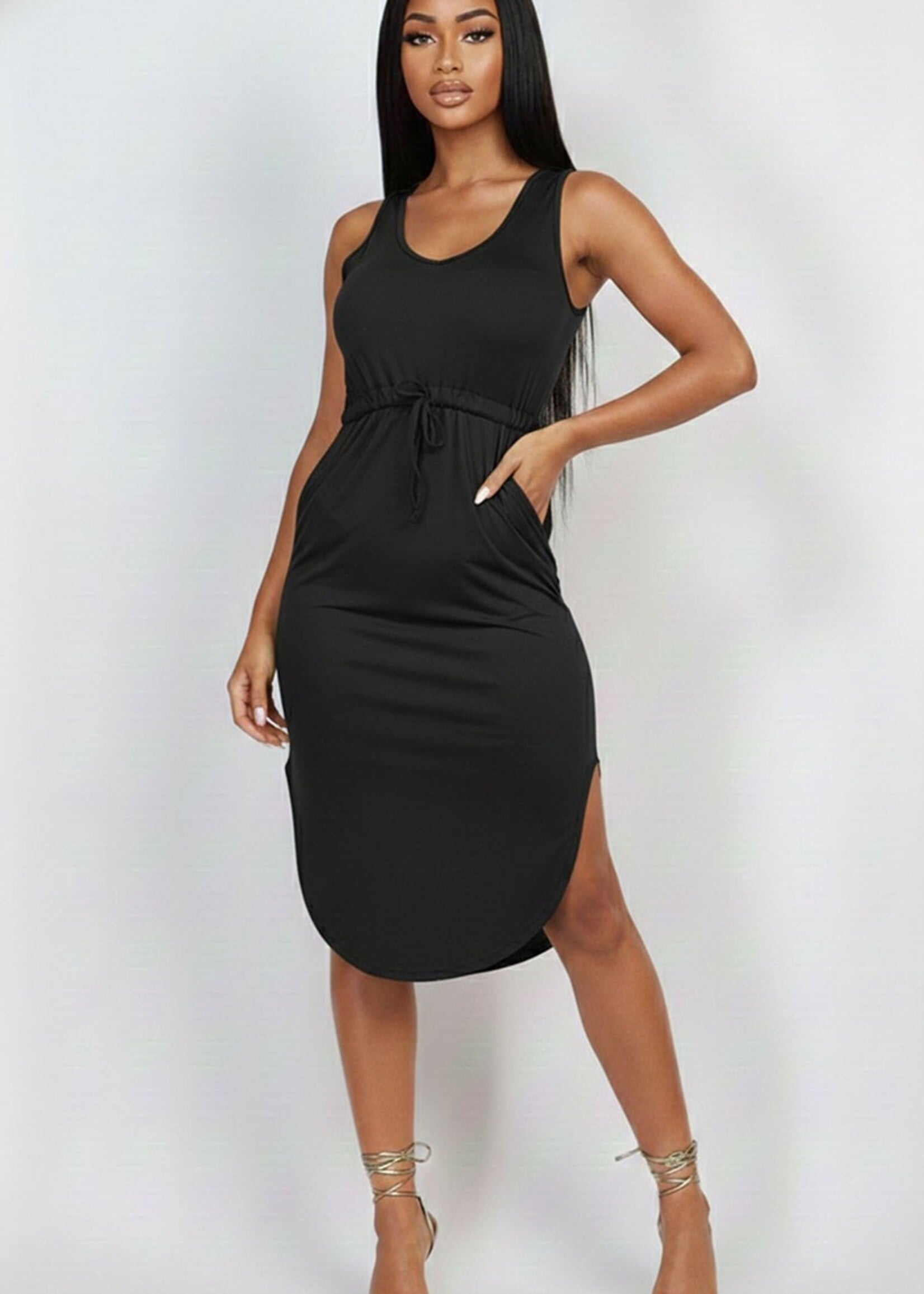 Drawstring tank dress