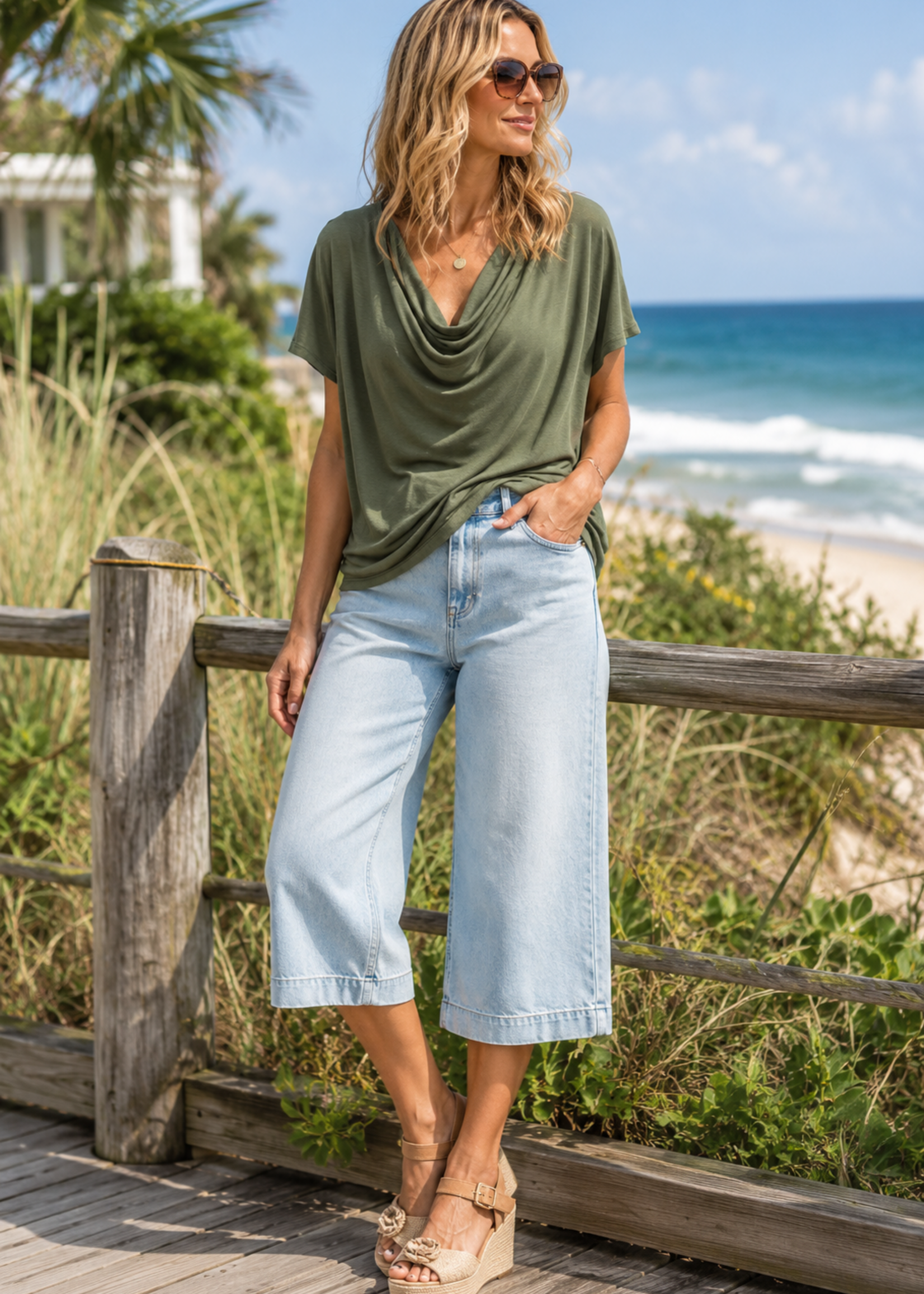Slub cowl tee +4 colors