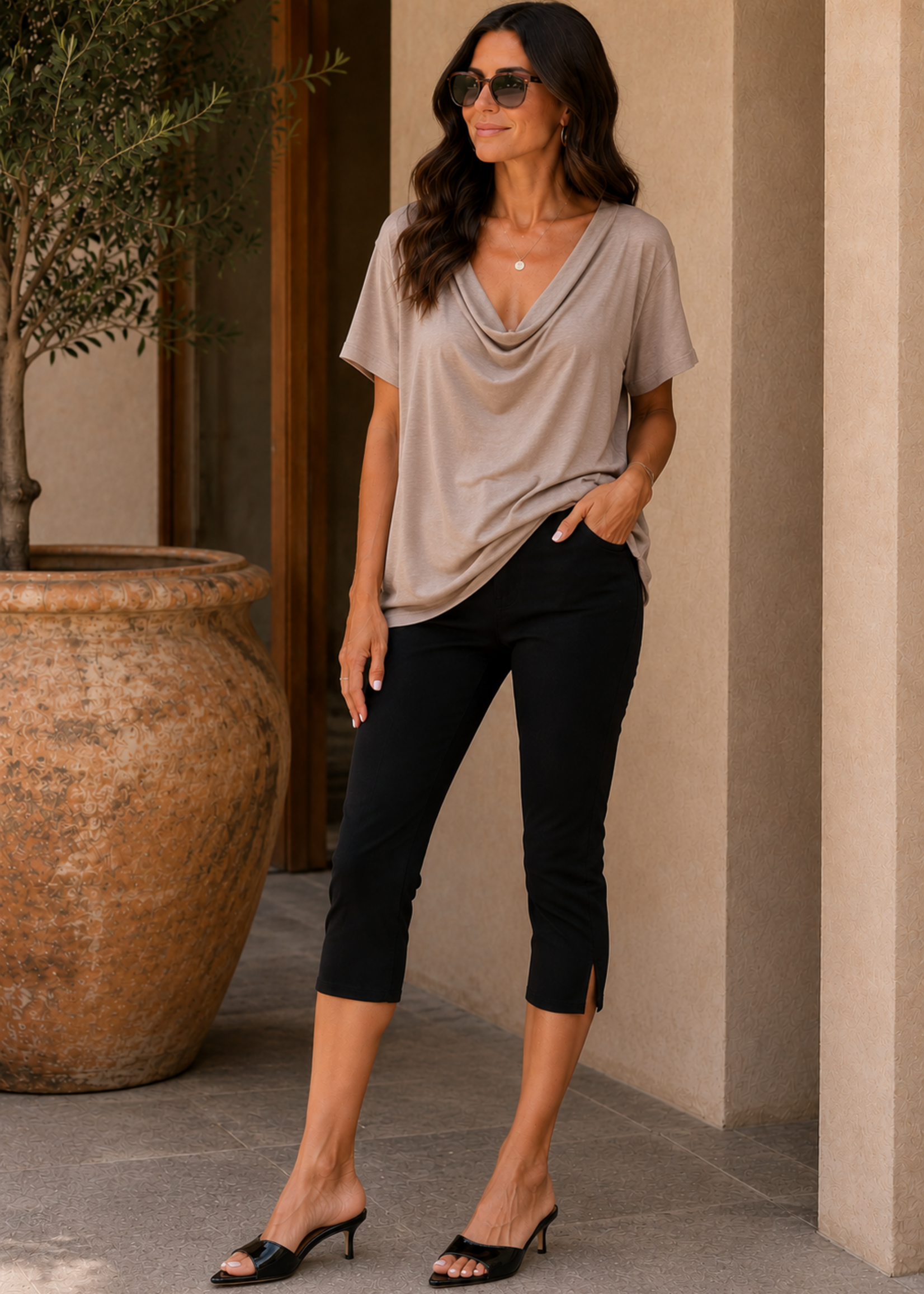 Slub cowl tee +4 colors