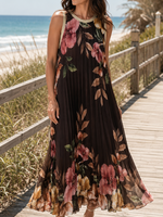 Floral accordian pleat dress +2 colors