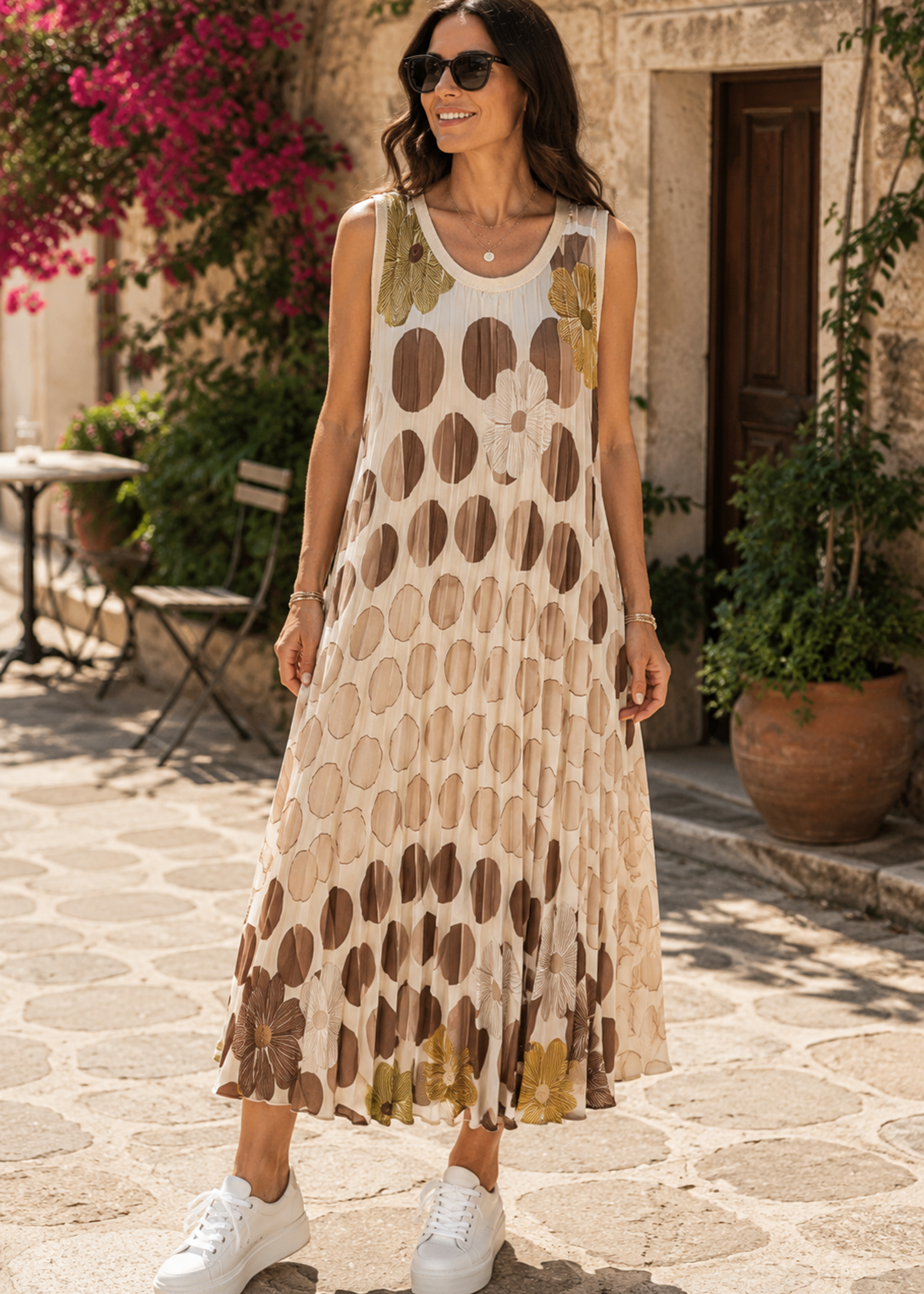 Circle print plisse maxi +2 colors