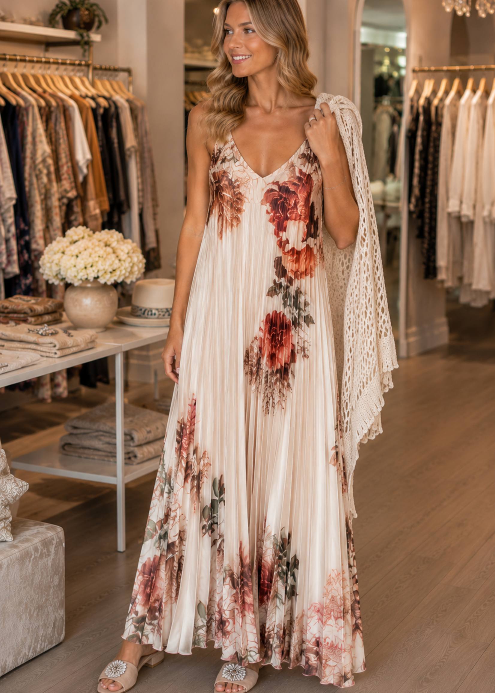 Floral plisse cami dress +2 colors