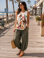 Pleated floral tank +2 colors