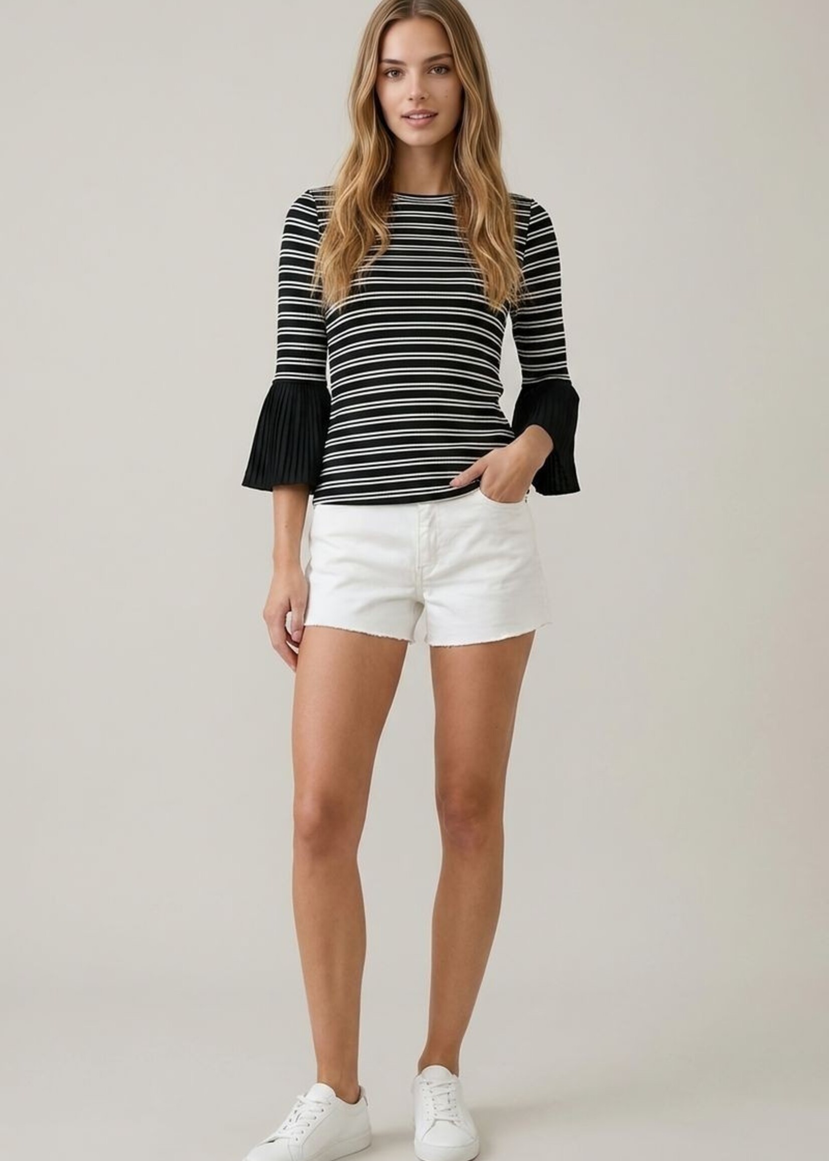 Stripe bell sleeve top
