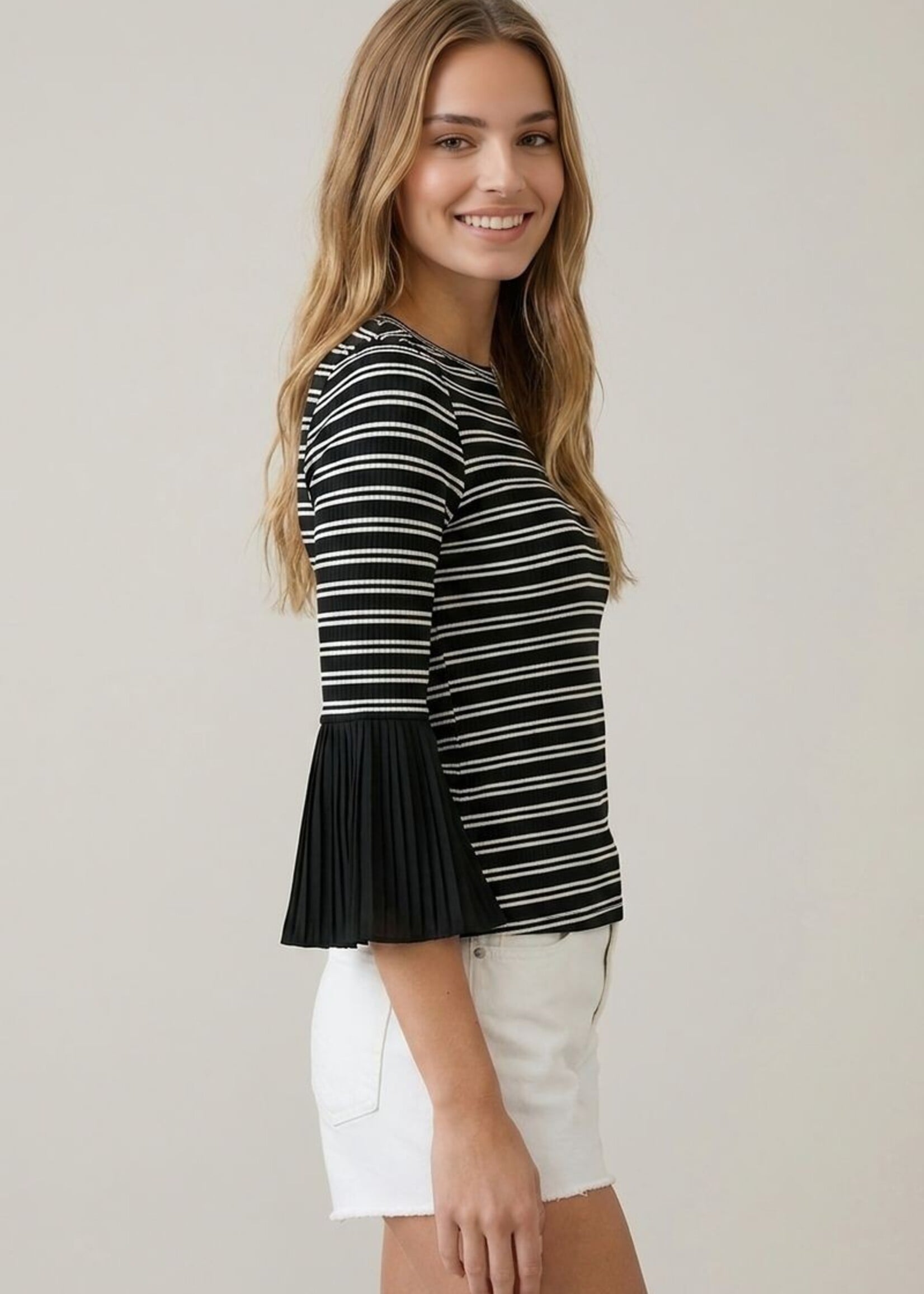 Stripe bell sleeve top