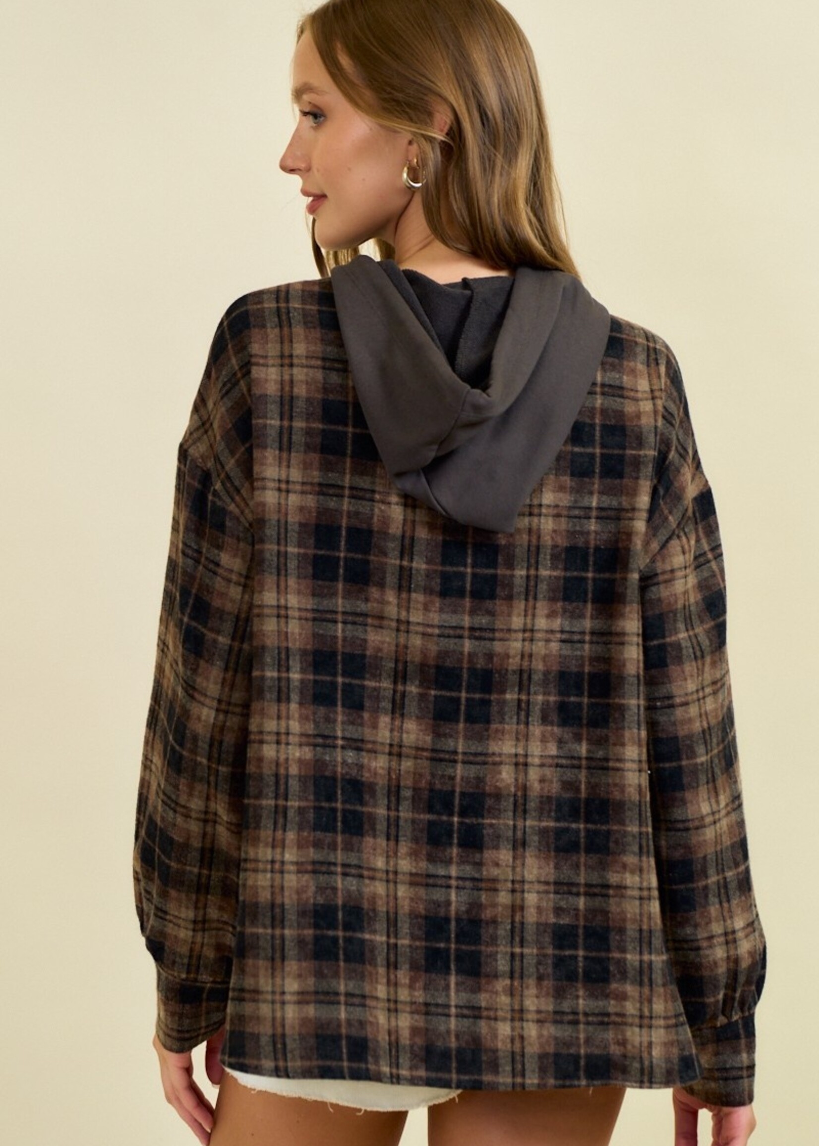 Plaid mix sweat top