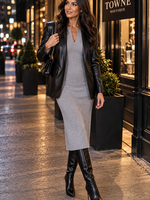 Slit V midi dress +4 colors