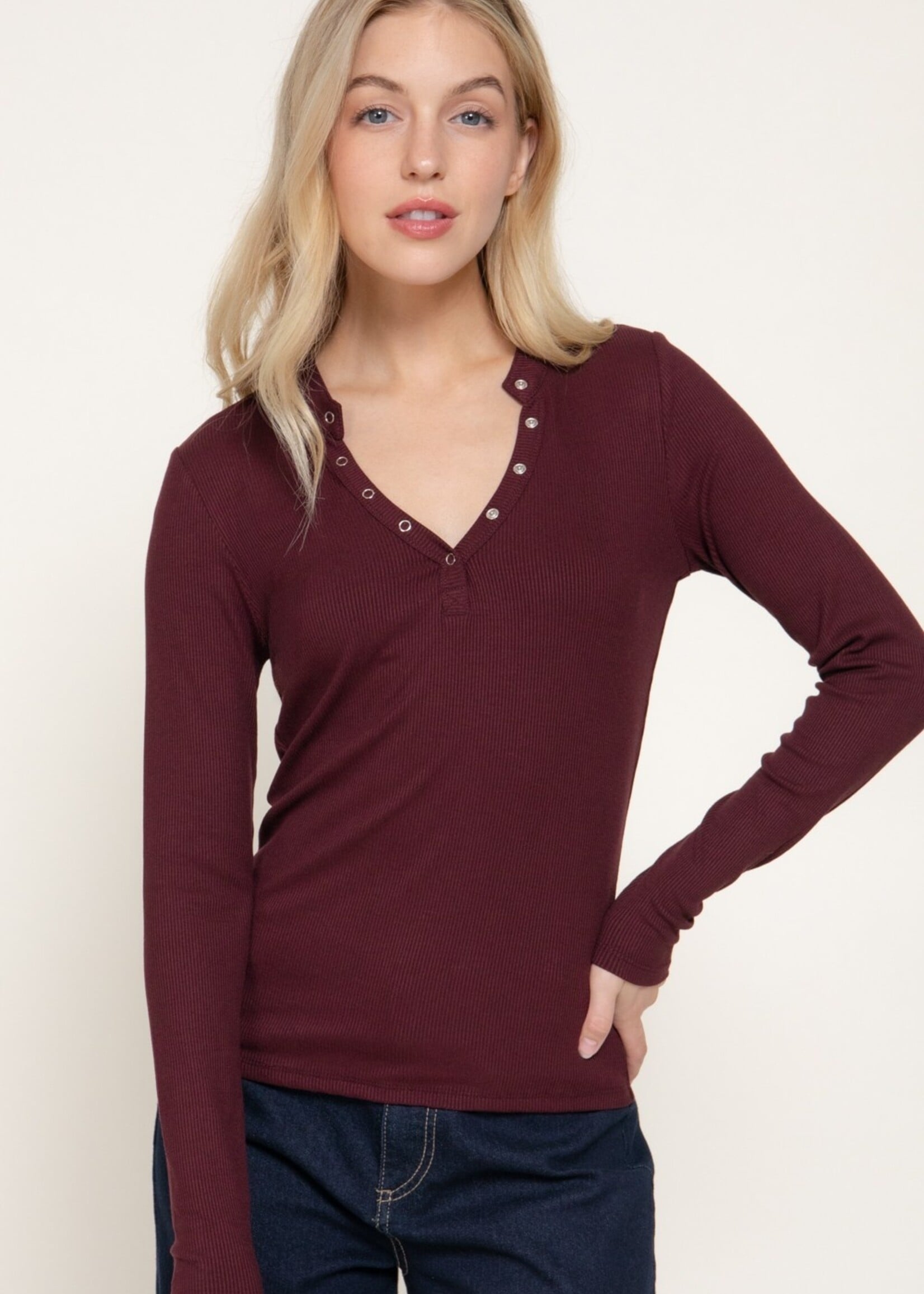 Snap Henley top +3 colors