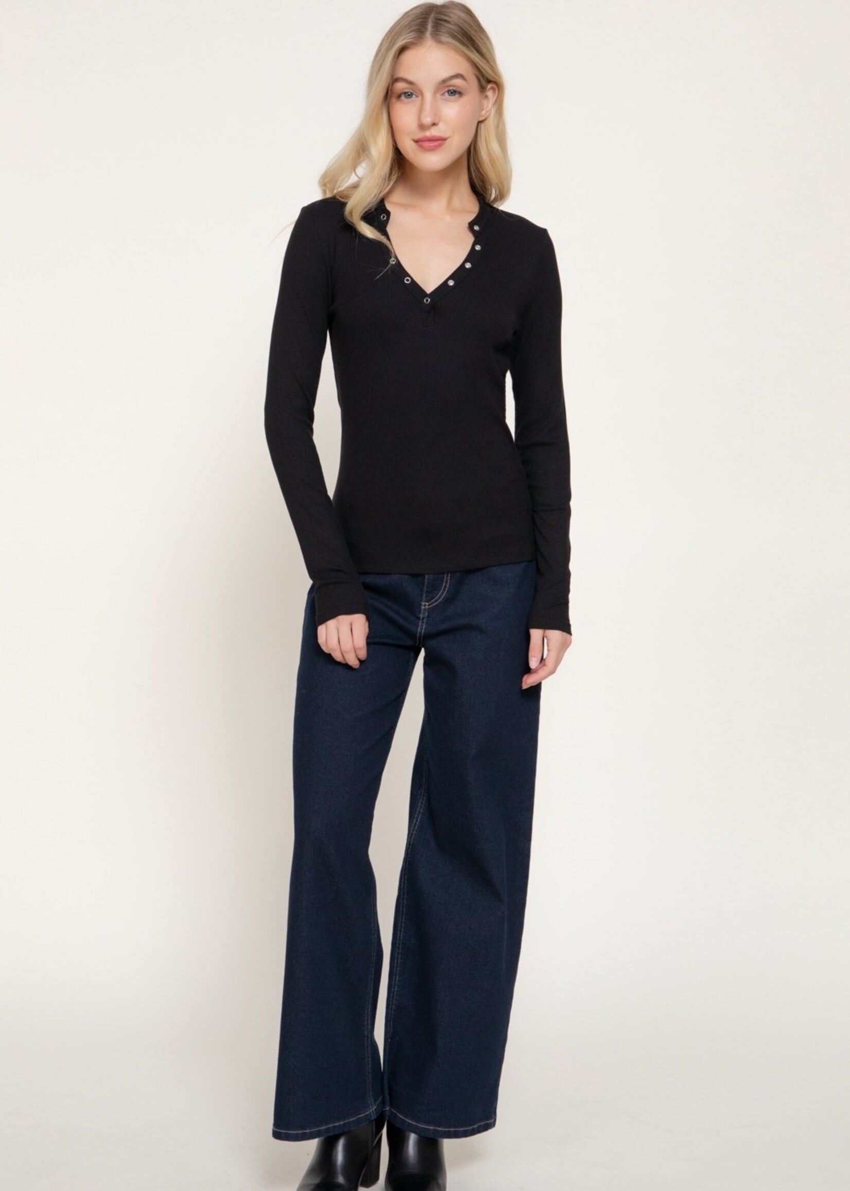 Snap Henley top +3 colors