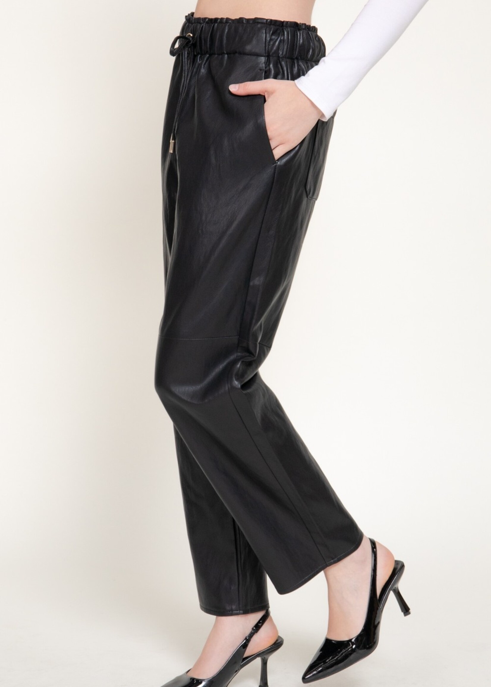 Leather wide leg jogger +2 colors