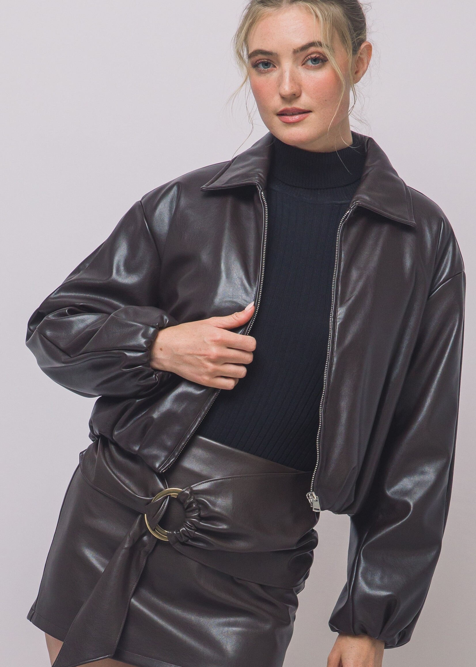 Leather bubble jacket +2 colors