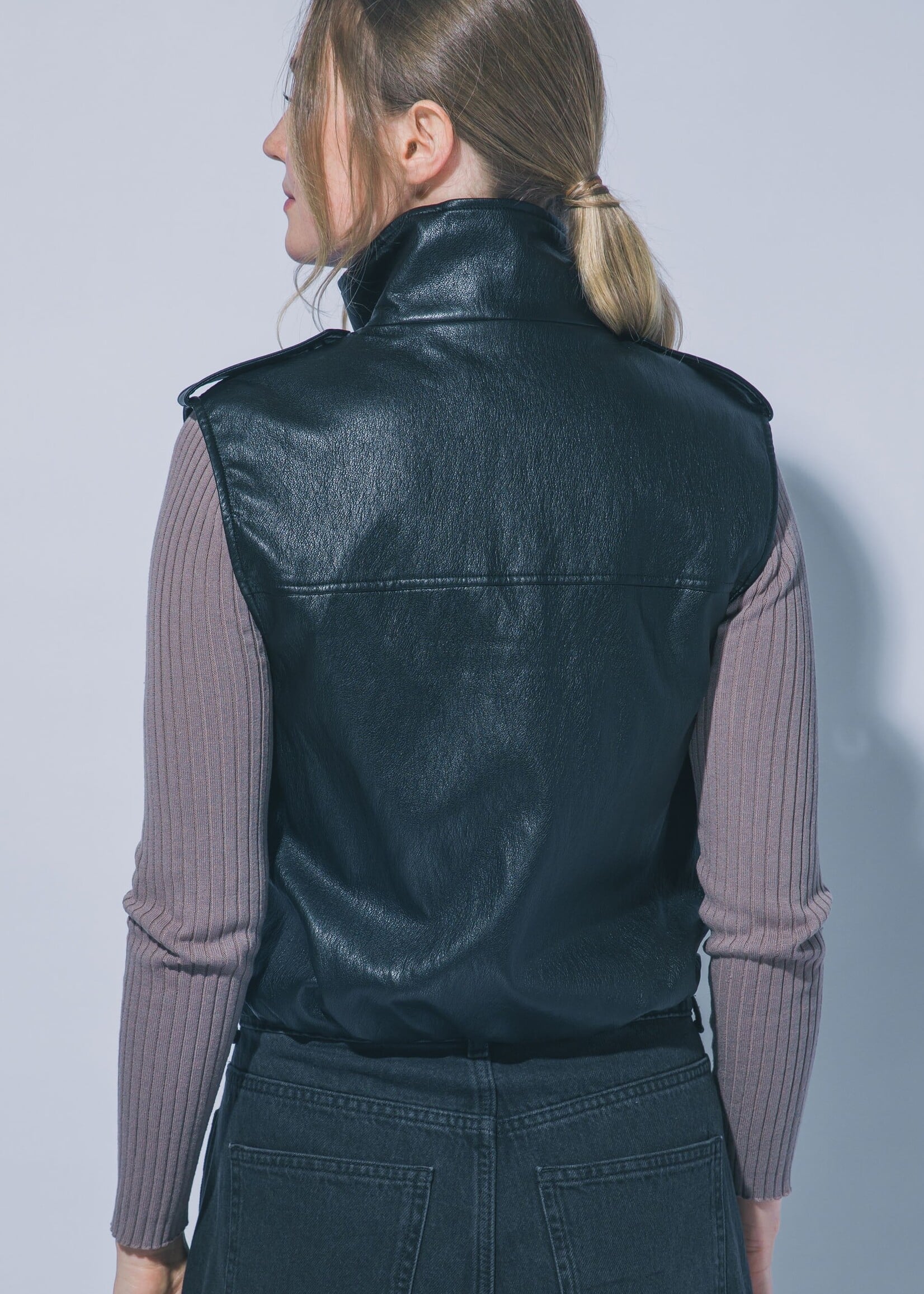 Leather zip vest