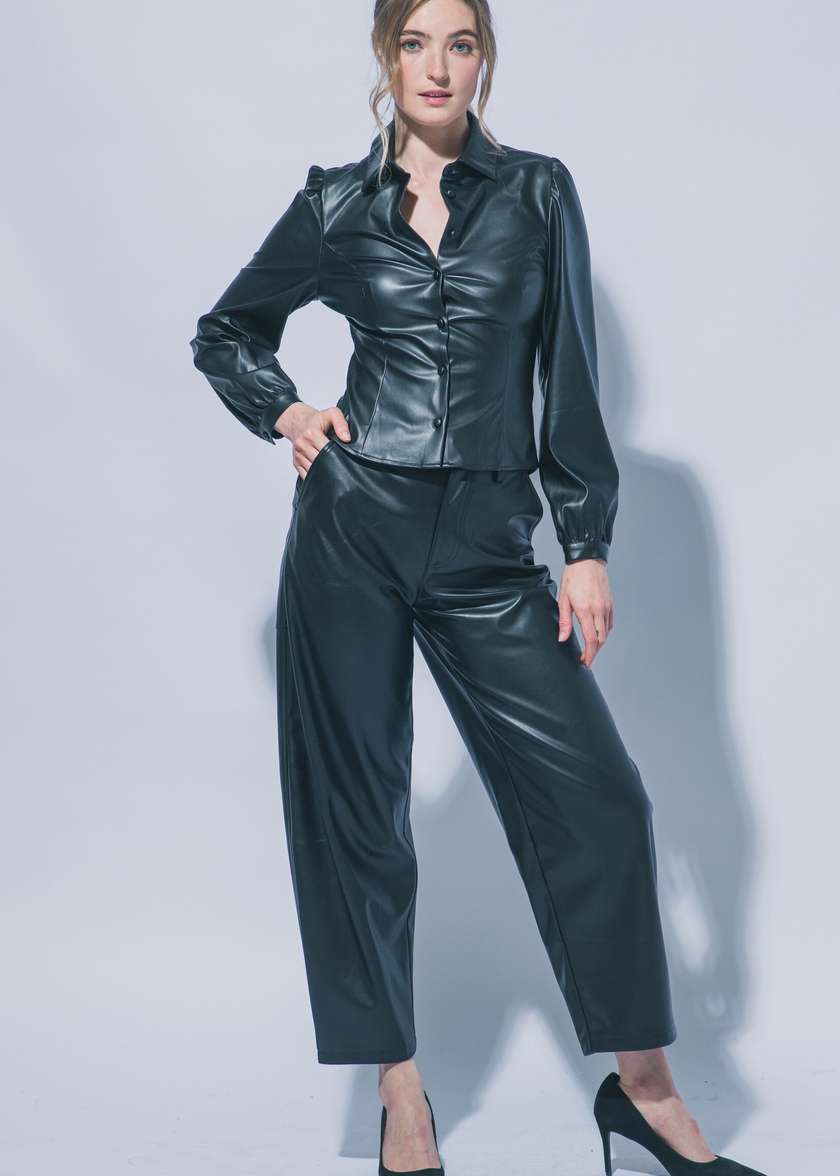 Leather button down +2 colors