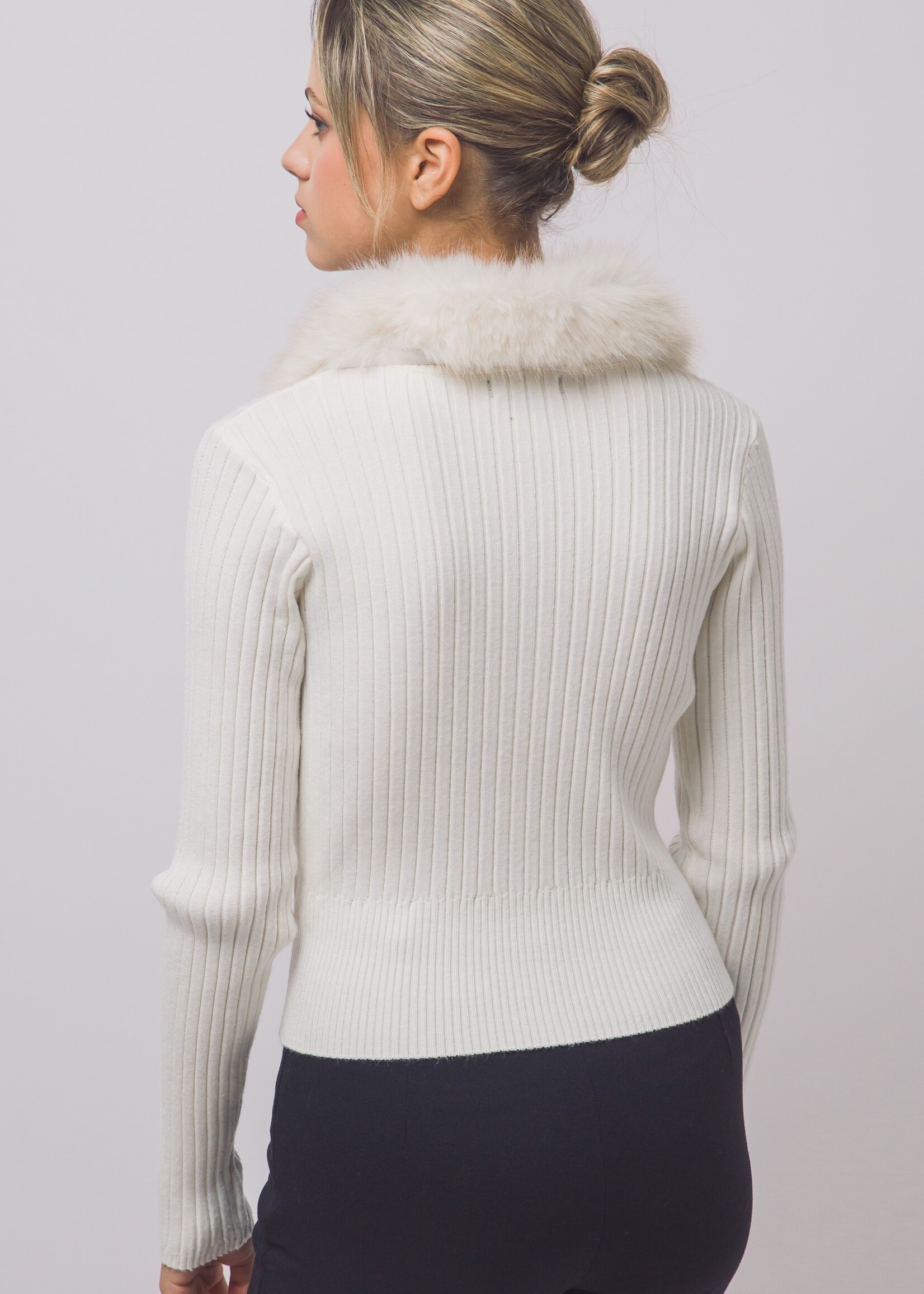 Fur trim cardigan +2 colors