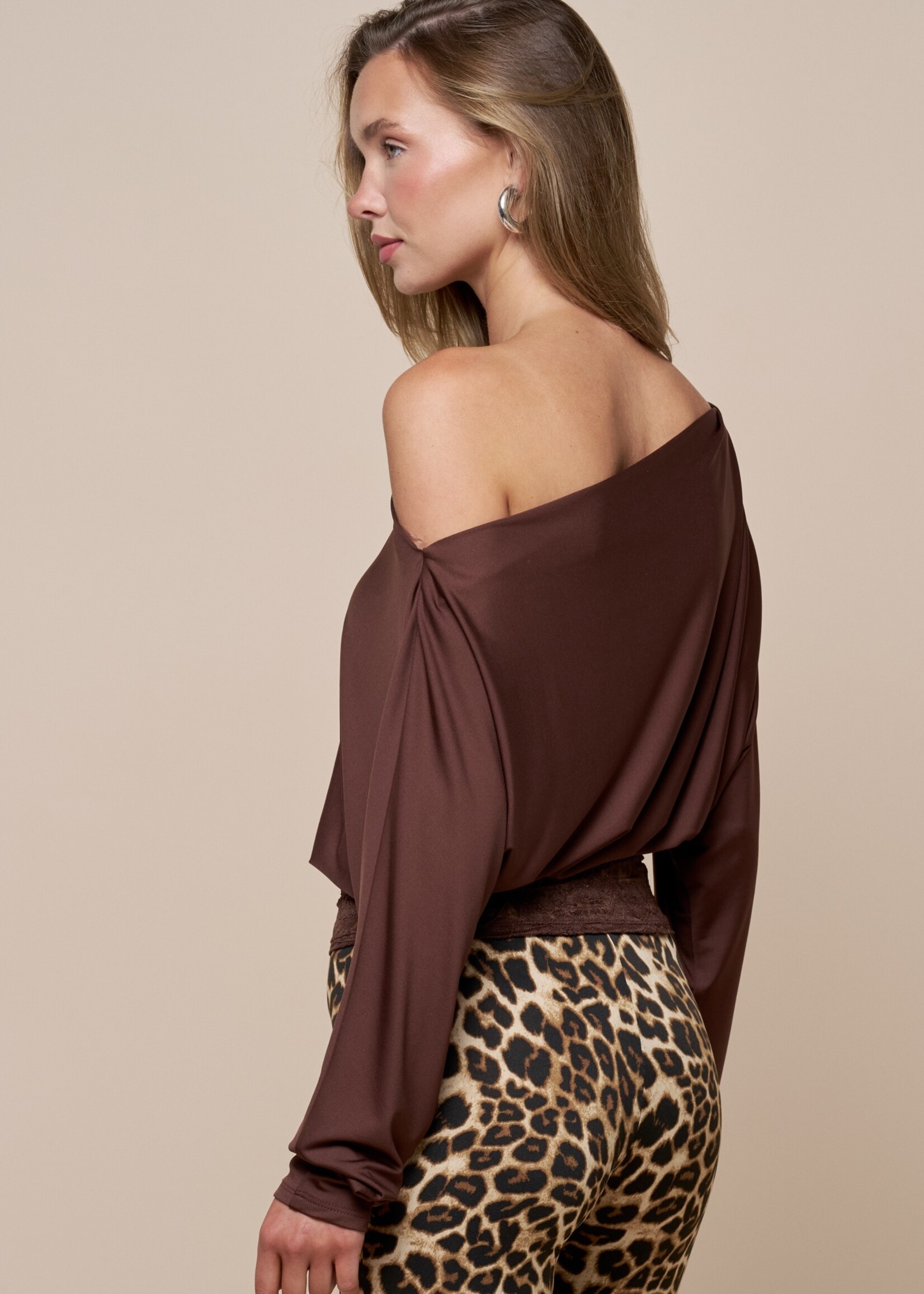 Lace hem off shoulder top