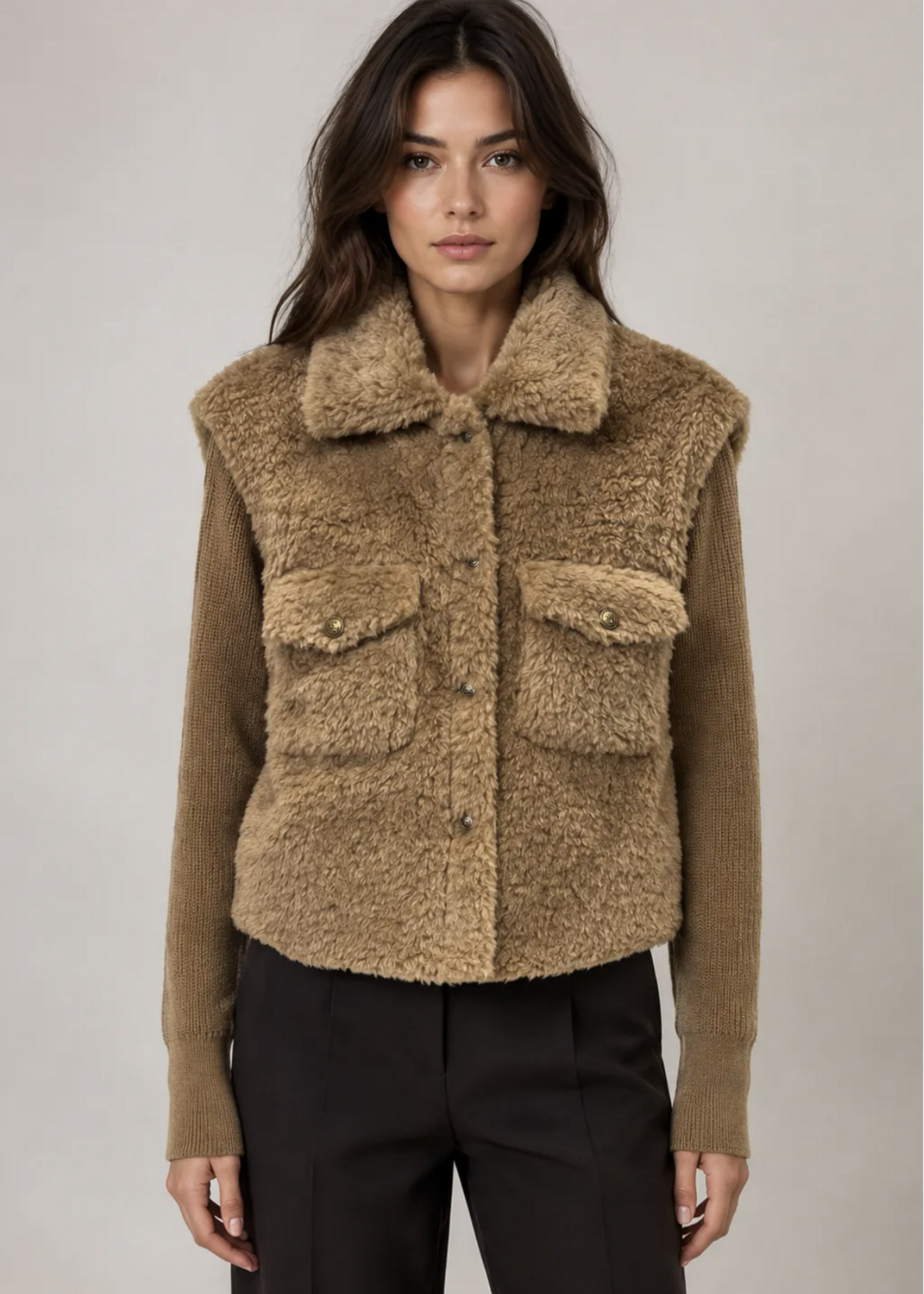 Knit and sherpa mix jacket +2 colors