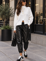 Slit hem turtleneck sweater +2 colors