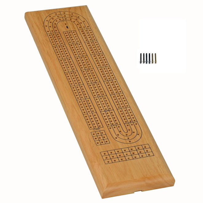 Classic Cribbage Set: Solid Wood with Metal Pegs - Natural