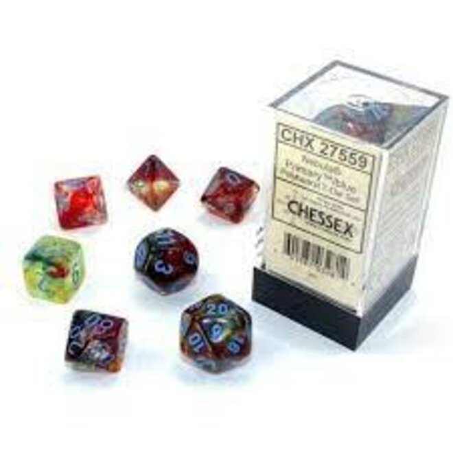 Chessex RPG Dice: Poly Luminary Nebula - Primary/Blue (7)